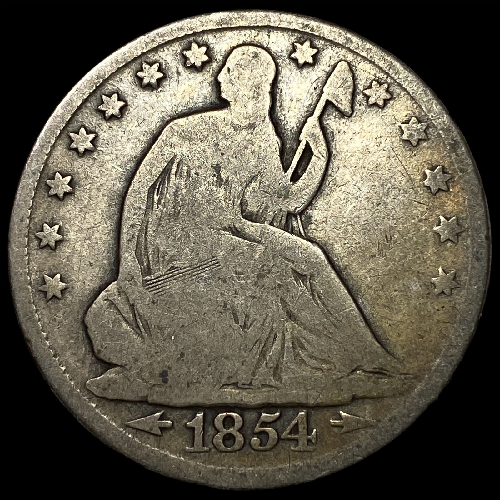 1854 Arrows Seated Liberty Half Dollar LIGHTLY CIRCULATED: 1854 Arrows Seated Liberty Half Dollar LIGHTLY CIRCULATED