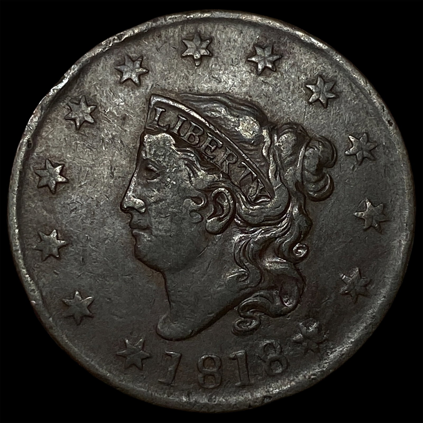 1818 Large Cent NEARLY UNCIRCULATED: 1818 Large Cent NEARLY UNCIRCULATED