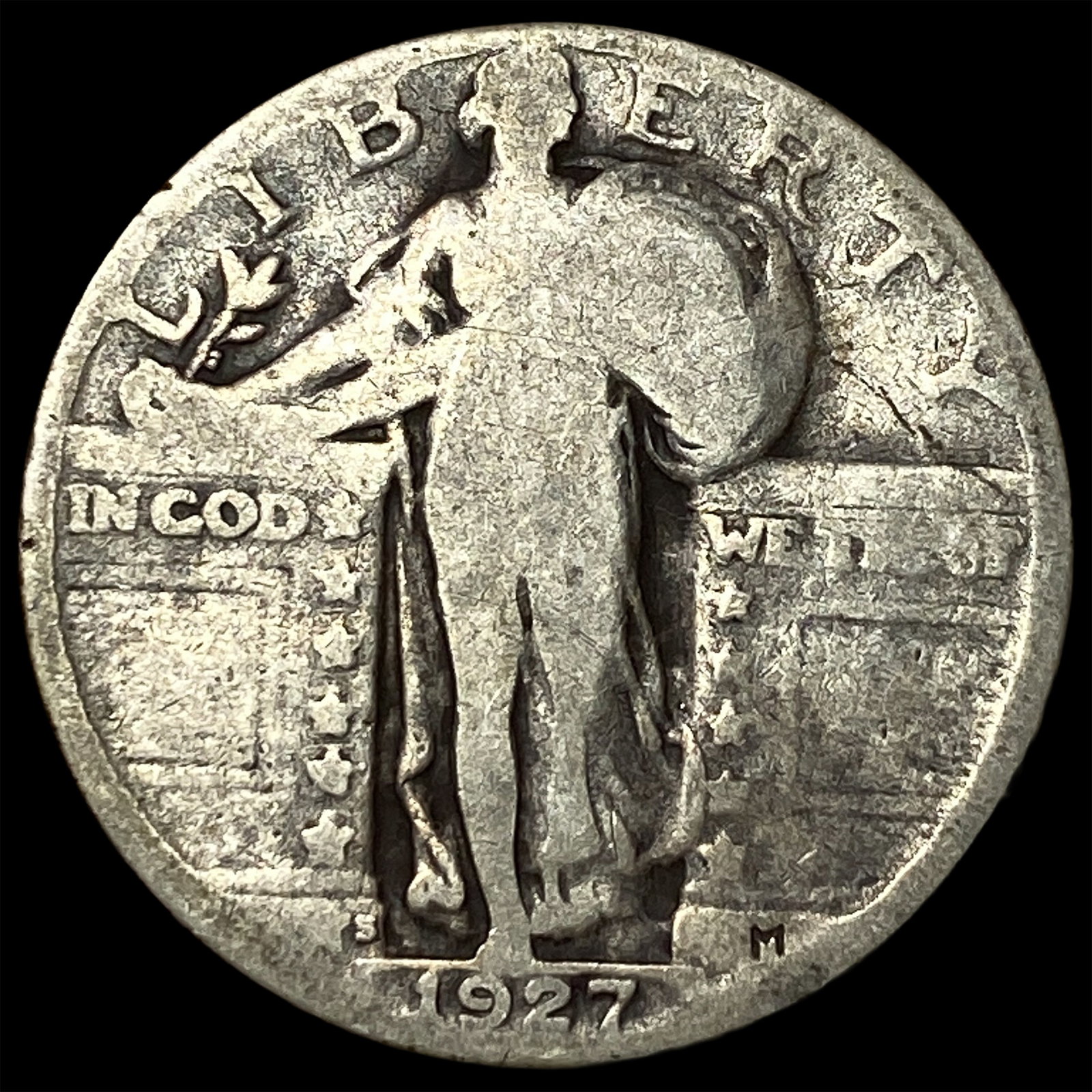 1927-S Silver Standing Liberty Quarter NEARLY UNCIRCULATED: 1927-S Silver Standing Liberty Quarter NEARLY UNCIRCULATED