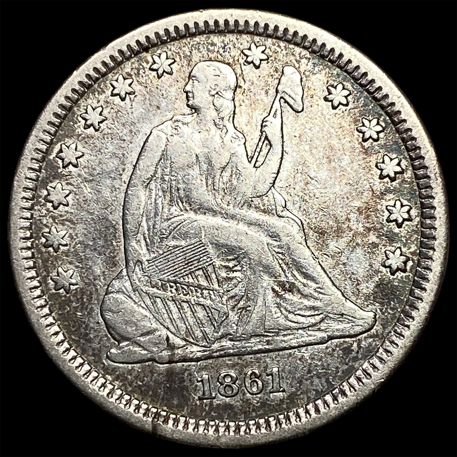 1861 Seated Liberty Quarter CLOSELY UNCIRCULATED: 1861 Seated Liberty Quarter CLOSELY UNCIRCULATED