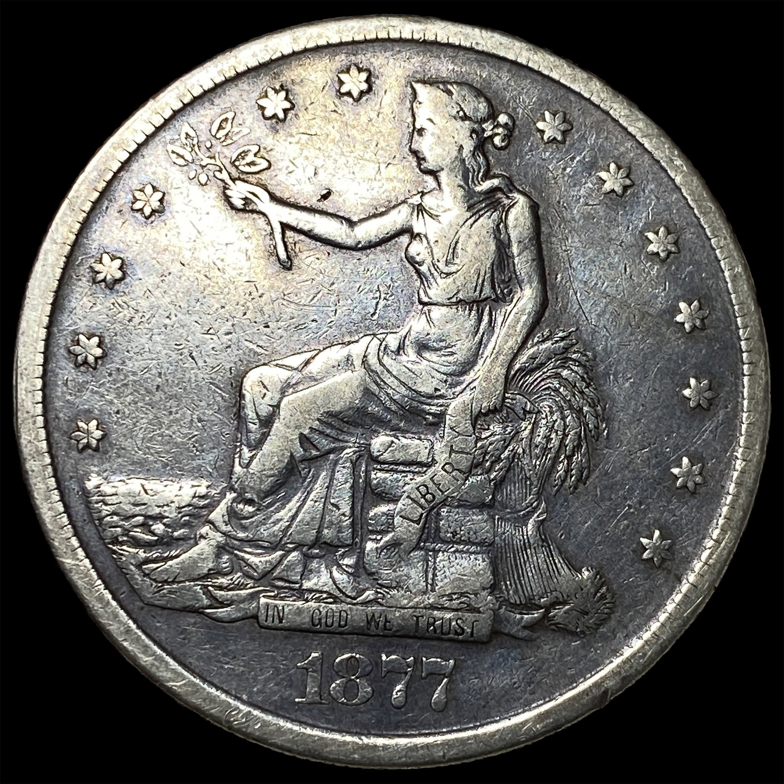 1877-S Silver Trade Dollar NEARLY UNCIRCULATED: 1877-S Silver Trade Dollar NEARLY UNCIRCULATED