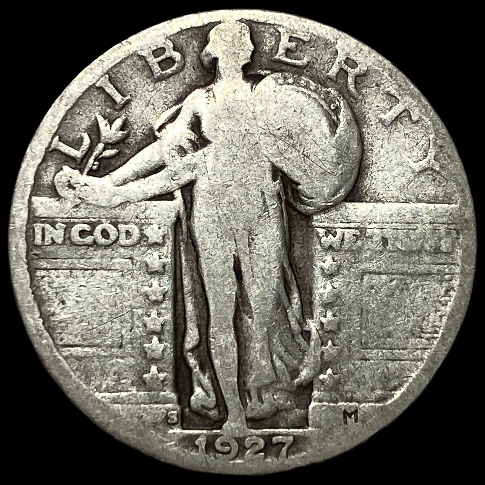 1927-S Silver Standing Liberty Quarter NICELY CIRCULATED: 1927-S Silver Standing Liberty Quarter NICELY CIRCULATED