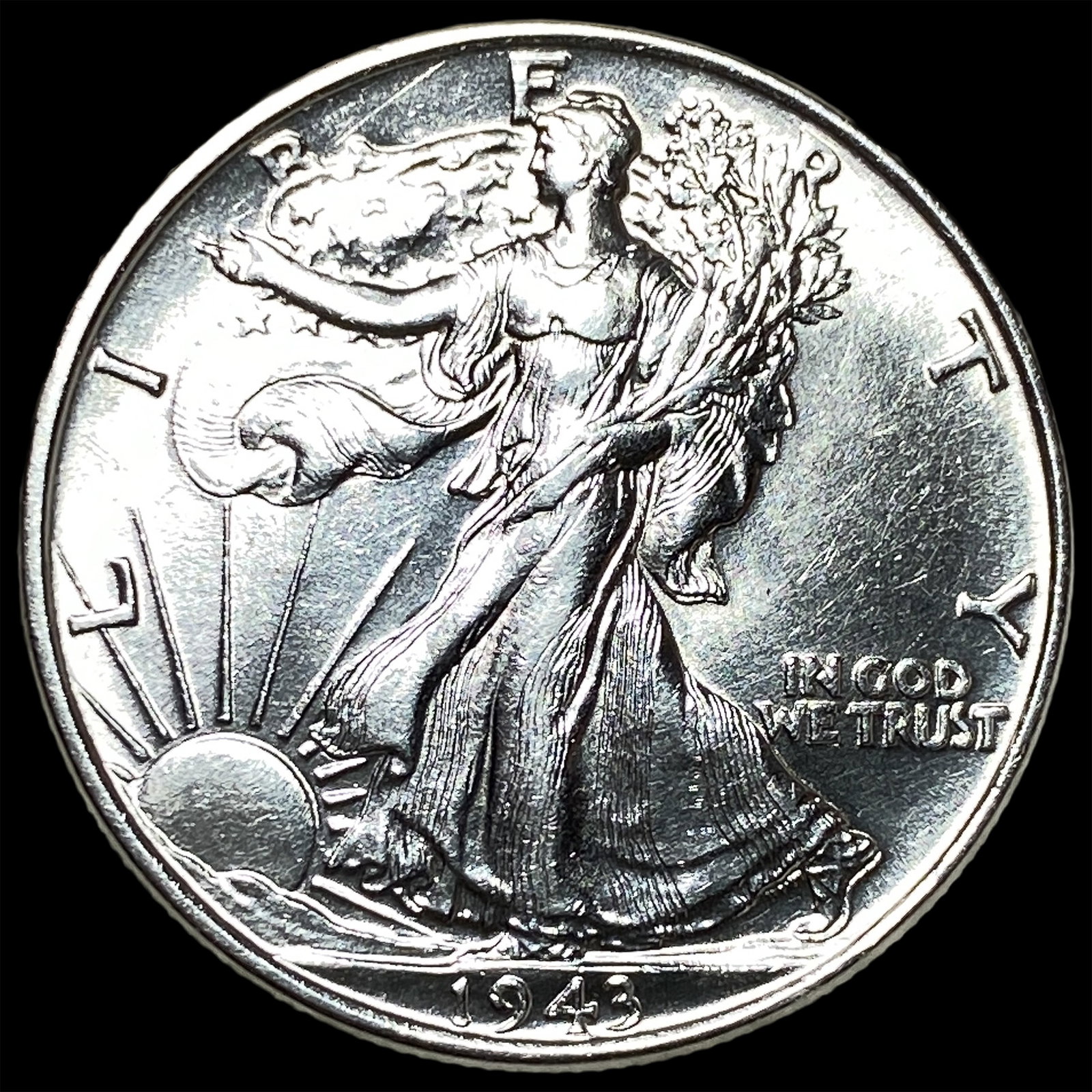 1943 Silver Half Dollar (Walking Liberty) GEM BU: 1943 Silver Half Dollar (Walking Liberty) GEM BU