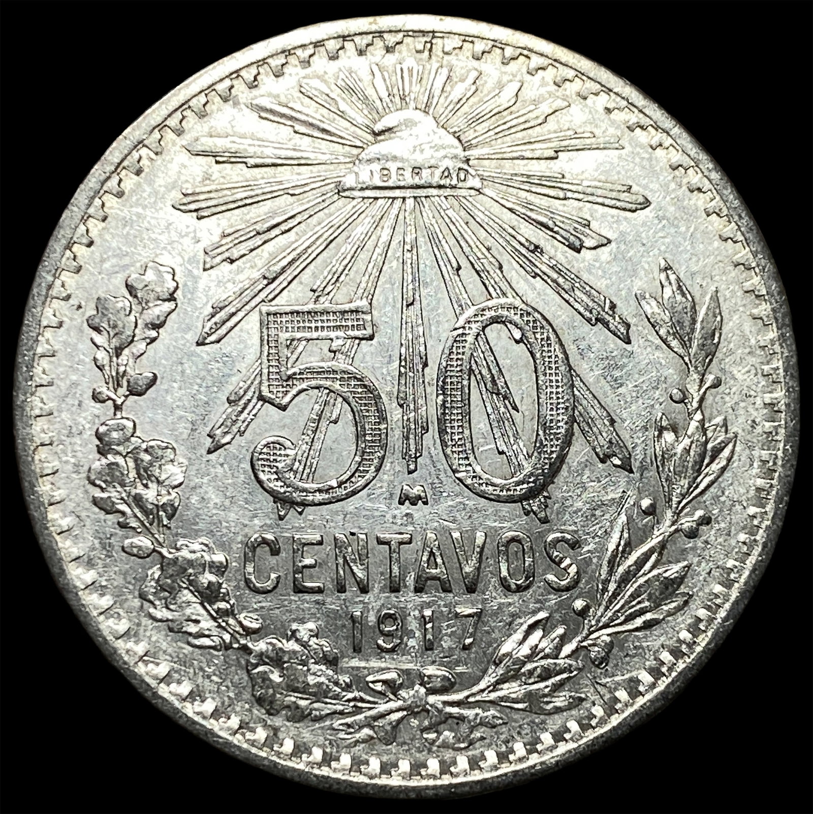 1917-M Silver 50 Centavos Mexico CHOICE AU: 1917-M Silver 50 Centavos Mexico CHOICE AU