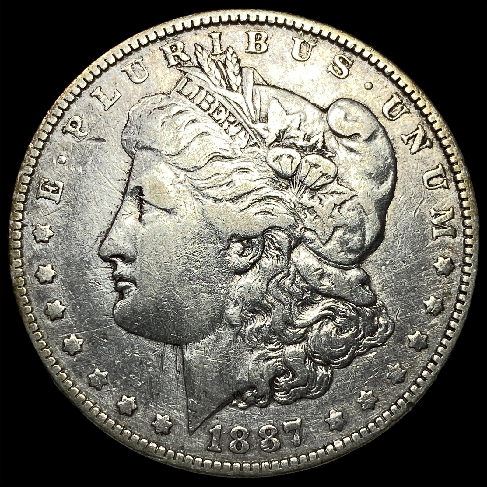 1887/6 Silver Morgan Dollar NEARLY UNCIRCULATED: 1887/6 Silver Morgan Dollar NEARLY UNCIRCULATED