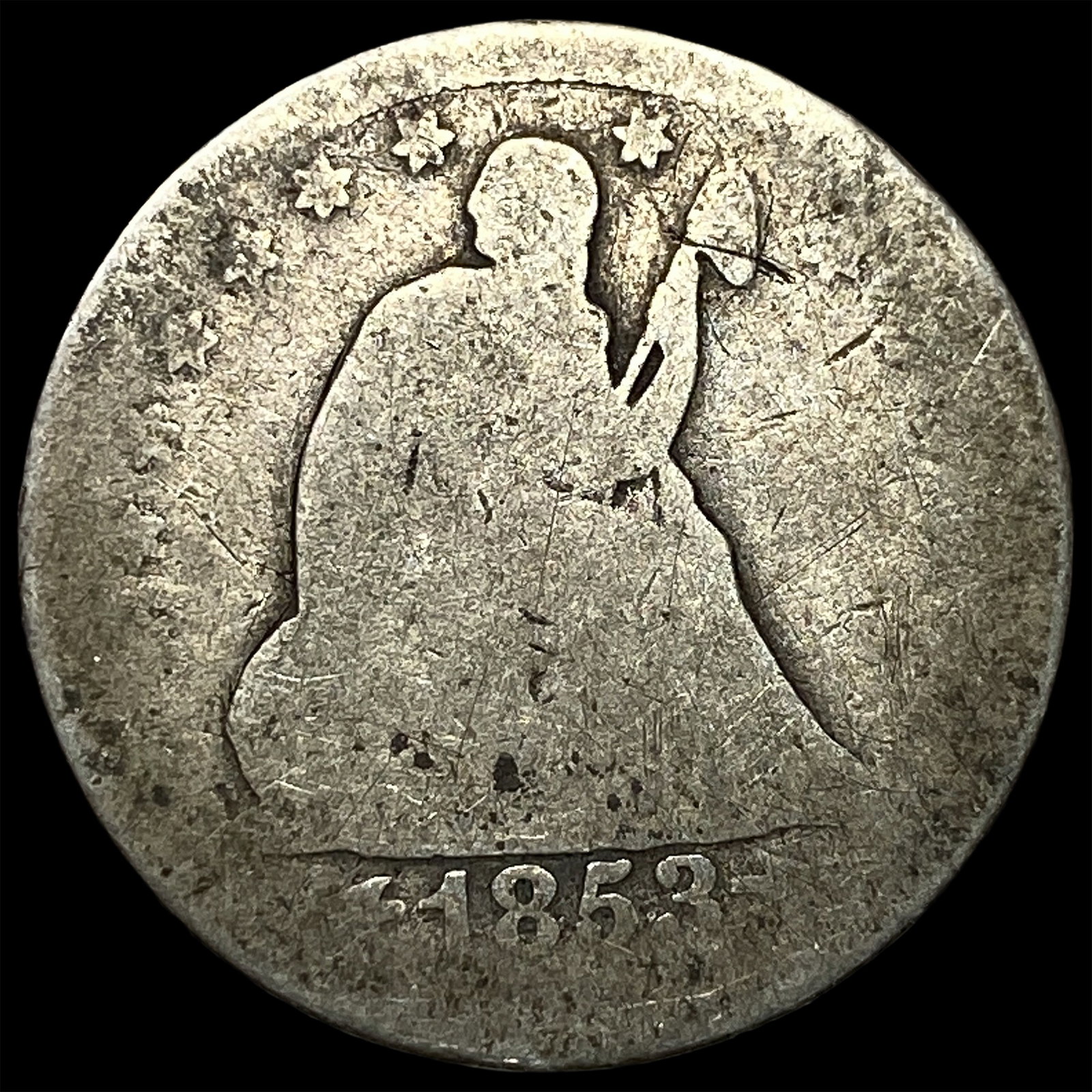 1853 Arrows Seated Liberty Quarter NICELY CIRCULATED: 1853 Arrows Seated Liberty Quarter NICELY CIRCULATED