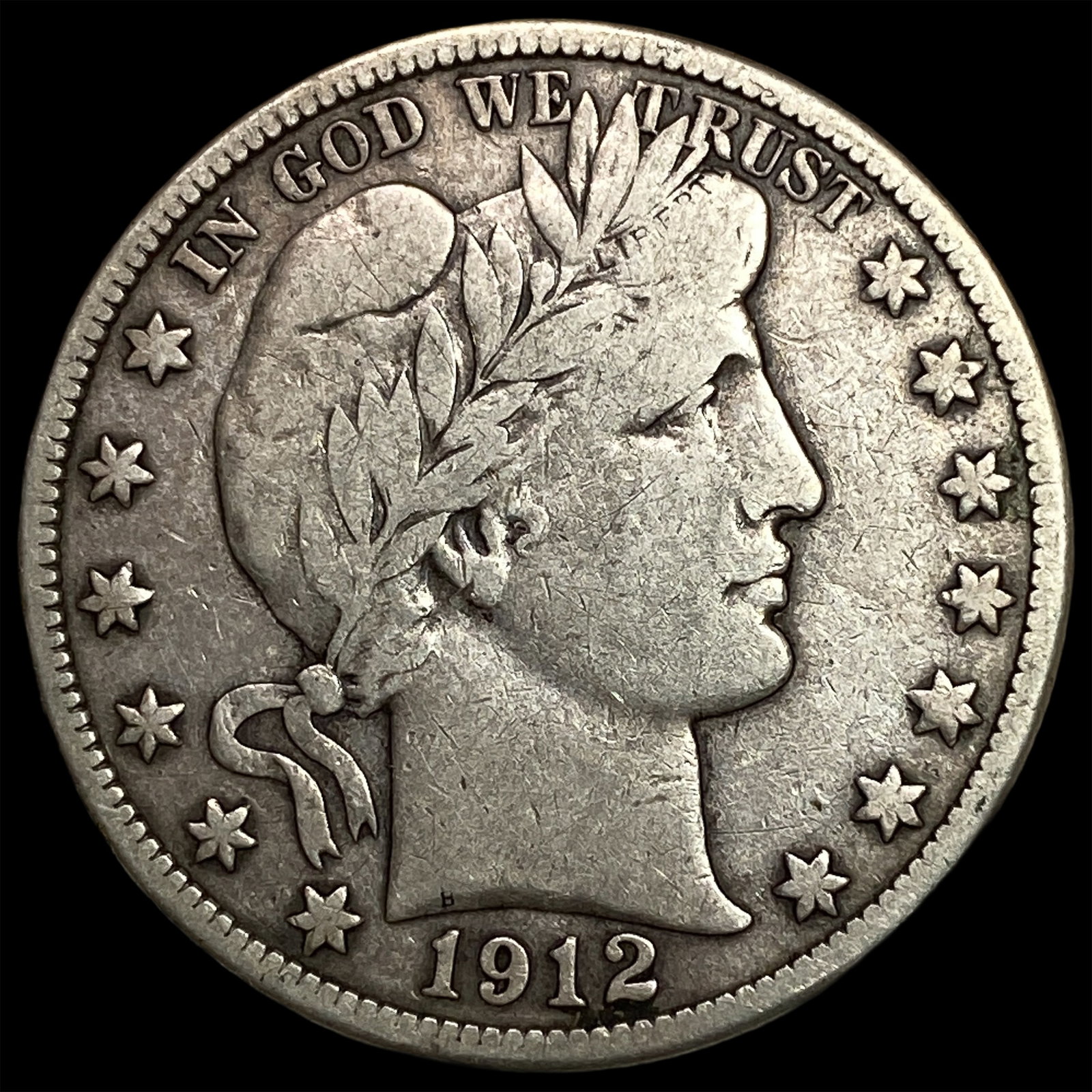 1912-D Silver Barber Half Dollar LIGHTLY CIRCULATED: 1912-D Silver Barber Half Dollar LIGHTLY CIRCULATED
