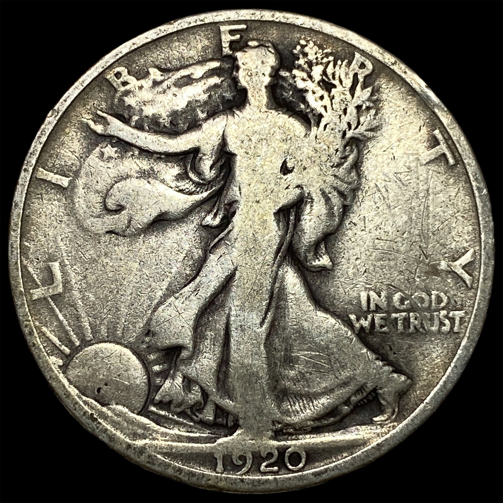 1920-D Silver Walking Liberty Half Dollar LIGHTLY CIRCULATED: 1920-D Silver Walking Liberty Half Dollar LIGHTLY CIRCULATED