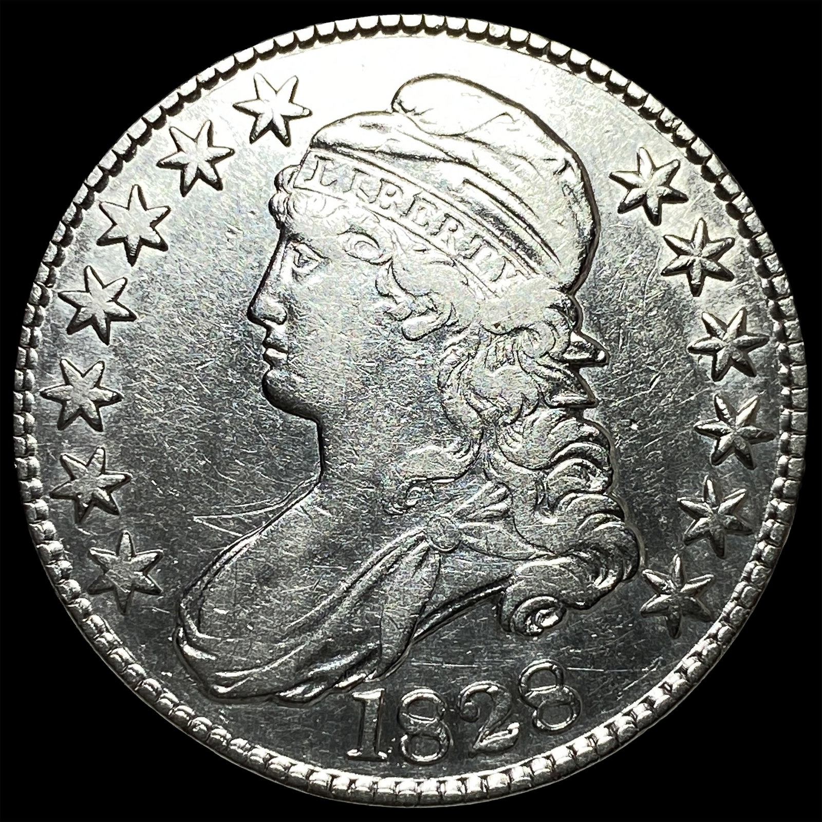 1828 Capped Bust Half Dollar NEARLY UNCIRCULATED: 1828 Capped Bust Half Dollar NEARLY UNCIRCULATED