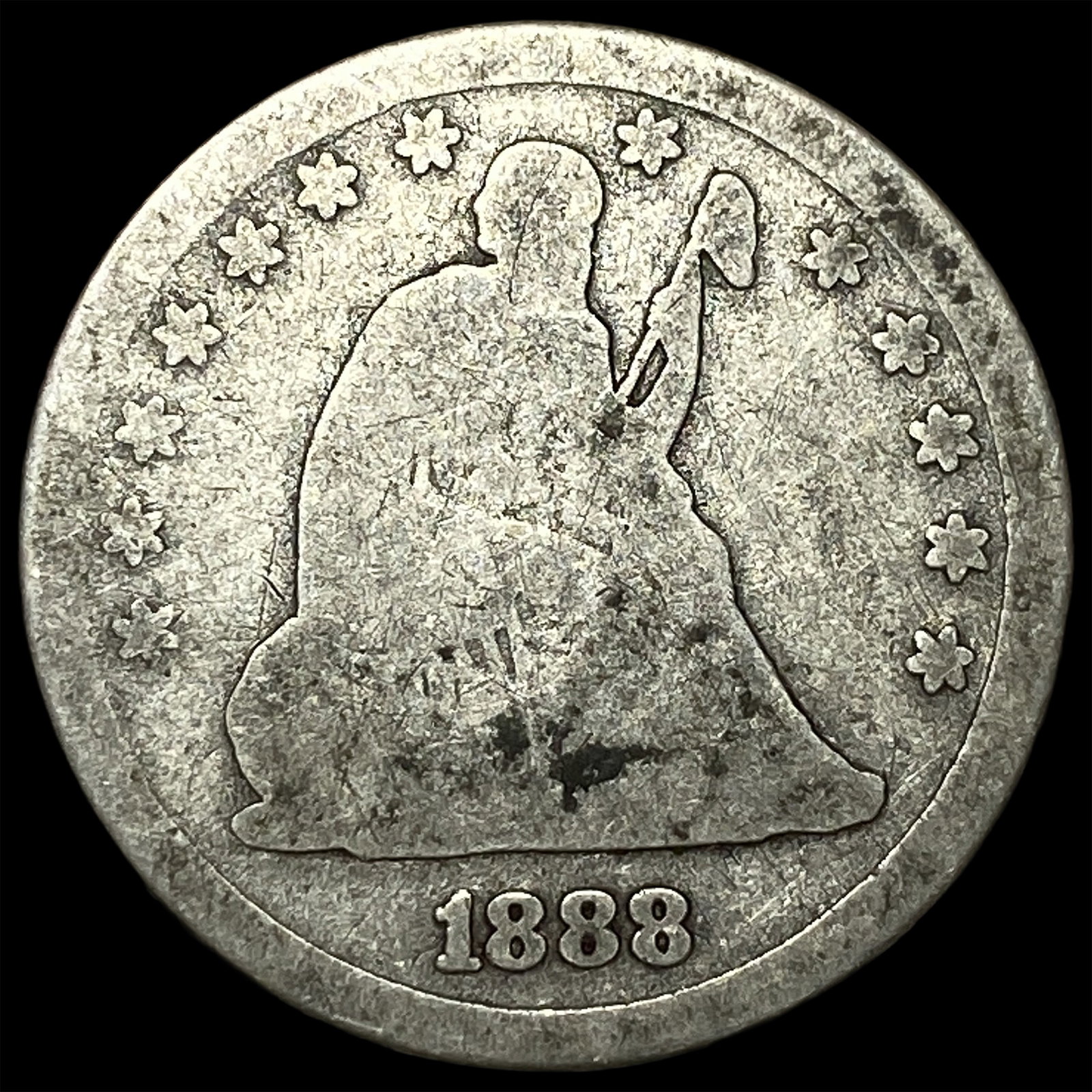 1888-S Silver Seated Liberty Quarter LIGHTLY CIRCULATED: 1888-S Silver Seated Liberty Quarter LIGHTLY CIRCULATED