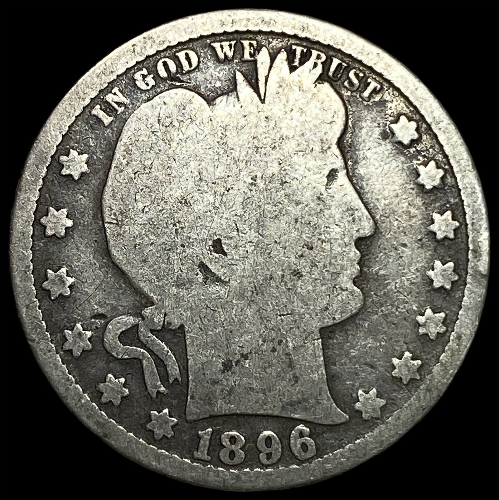 1896-S Barber Quarter LIGHTLY CIRCULATED: 1896-S Barber Quarter LIGHTLY CIRCULATED