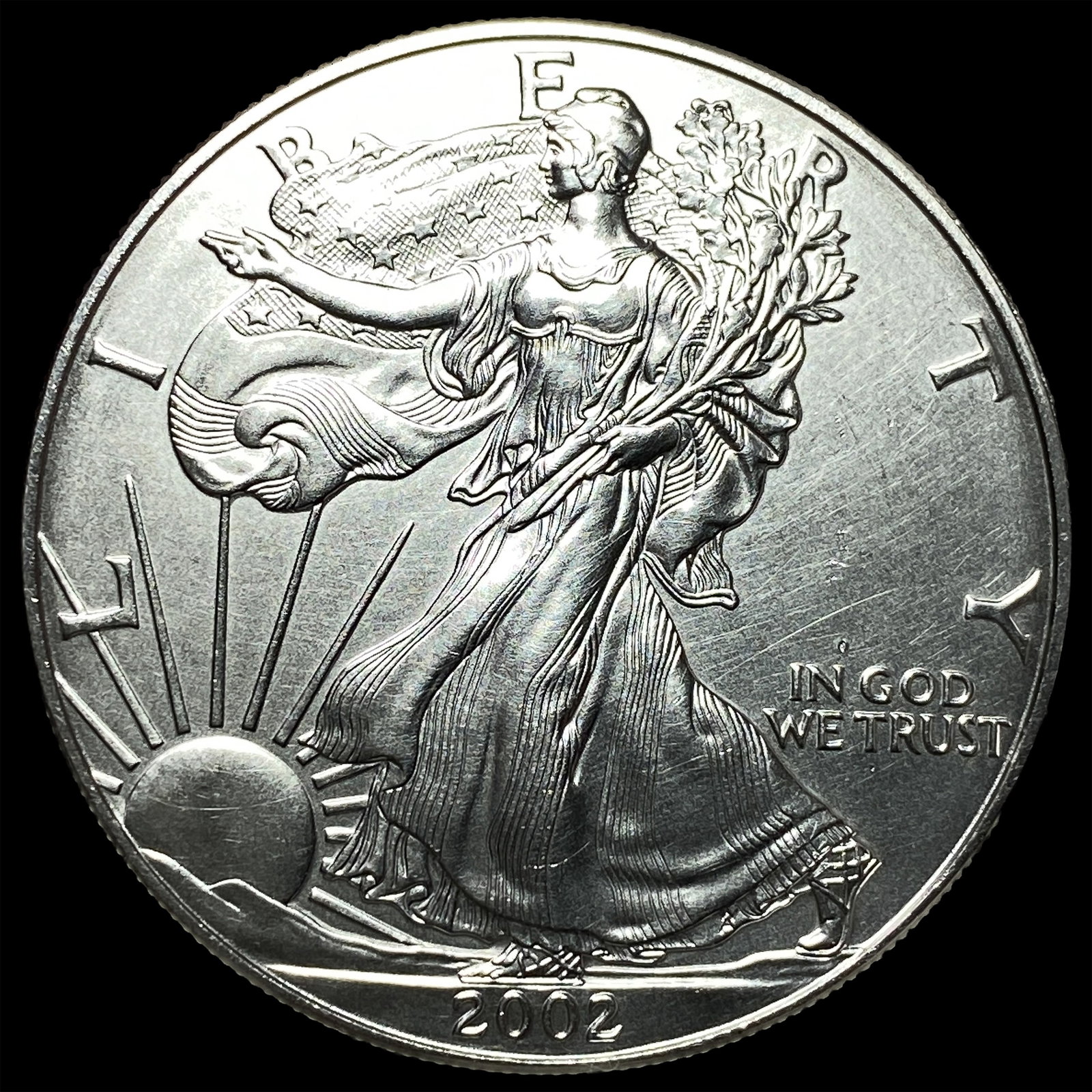2002 1 oz Silver American Eagle $1 GEM BU (1 of 2)