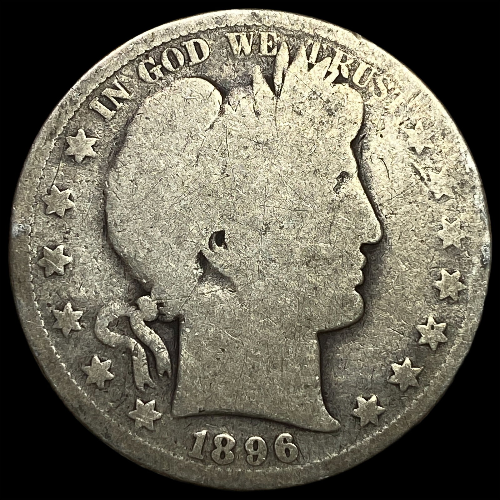 1896 Barber Half Dollar NICELY CIRCULATED: 1896 Barber Half Dollar NICELY CIRCULATED