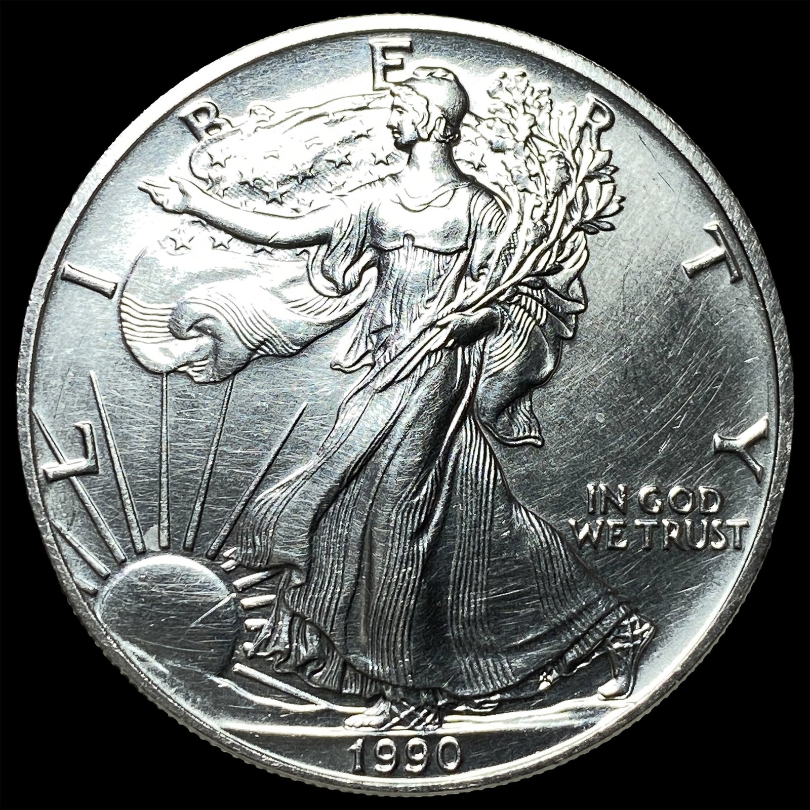 1990 1 oz Silver American Eagle $1 SUPERB GEM BU (1 of 2)