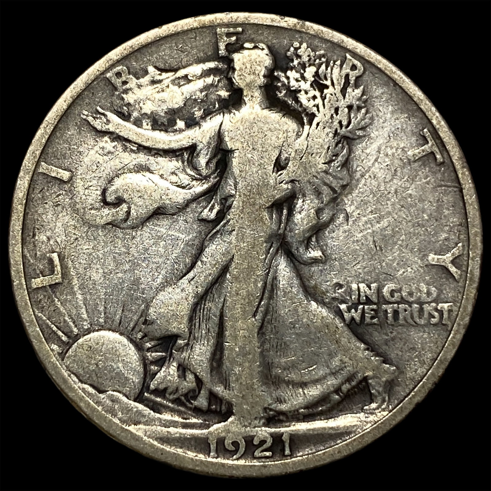1921 Silver Half Dollar Walking Liberty LIGHTLY CIRCULATED: 1921 Silver Half Dollar Walking Liberty LIGHTLY CIRCULATED