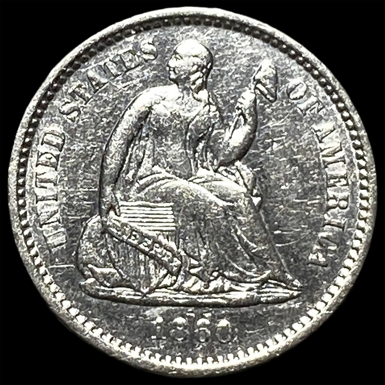 1860-O Silver Half Dime UNCIRCULATED: 1860-O Silver Half Dime UNCIRCULATED