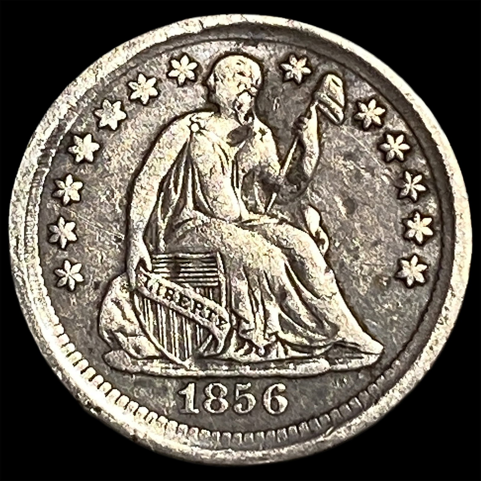 1856 Seated Liberty Half Dime NEARLY UNCIRCULATED: 1856 Seated Liberty Half Dime NEARLY UNCIRCULATED
