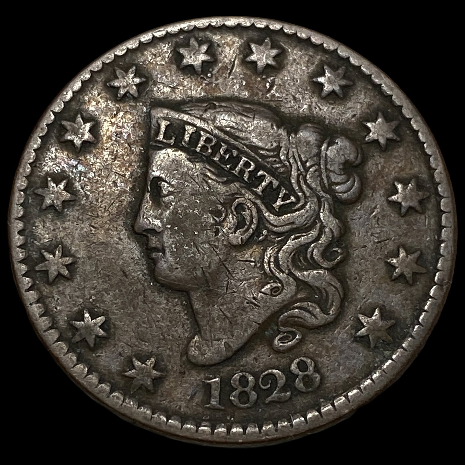 1828 Coronet Head Large Cent NEARLY UNCIRCULATED: 1828 Coronet Head Large Cent NEARLY UNCIRCULATED