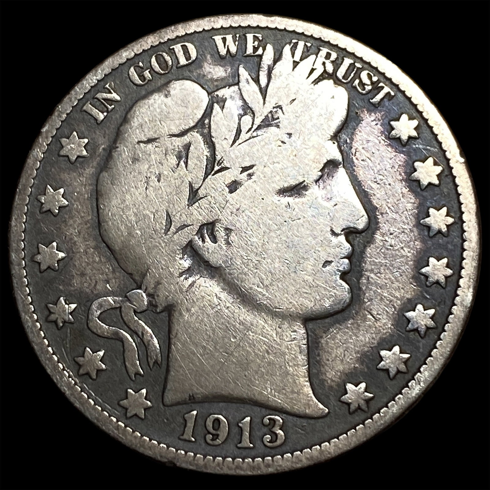 1913 Silver Barber Half Dollar LIGHTLY CIRCULATED: 1913 Silver Barber Half Dollar LIGHTLY CIRCULATED