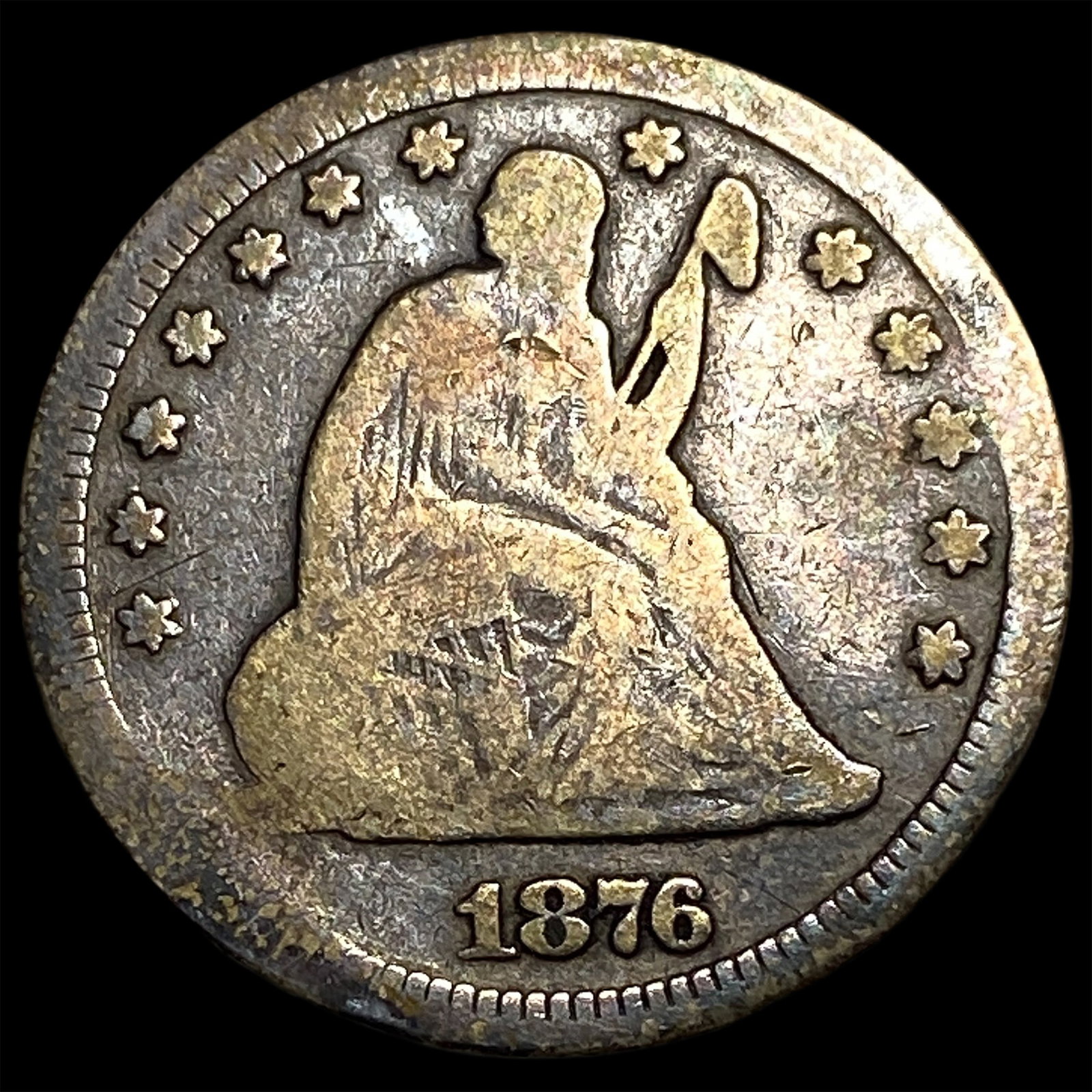 1876-CC Silver Seated Liberty Quarter LIGHTLY CIRCULATED (1 of 2)