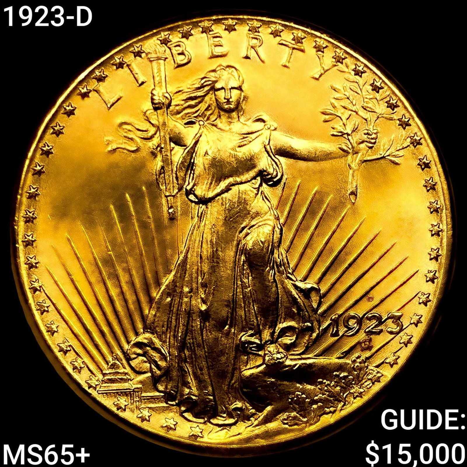 1923-D $20 Gold Double Eagle GEM BU + (1 of 2)