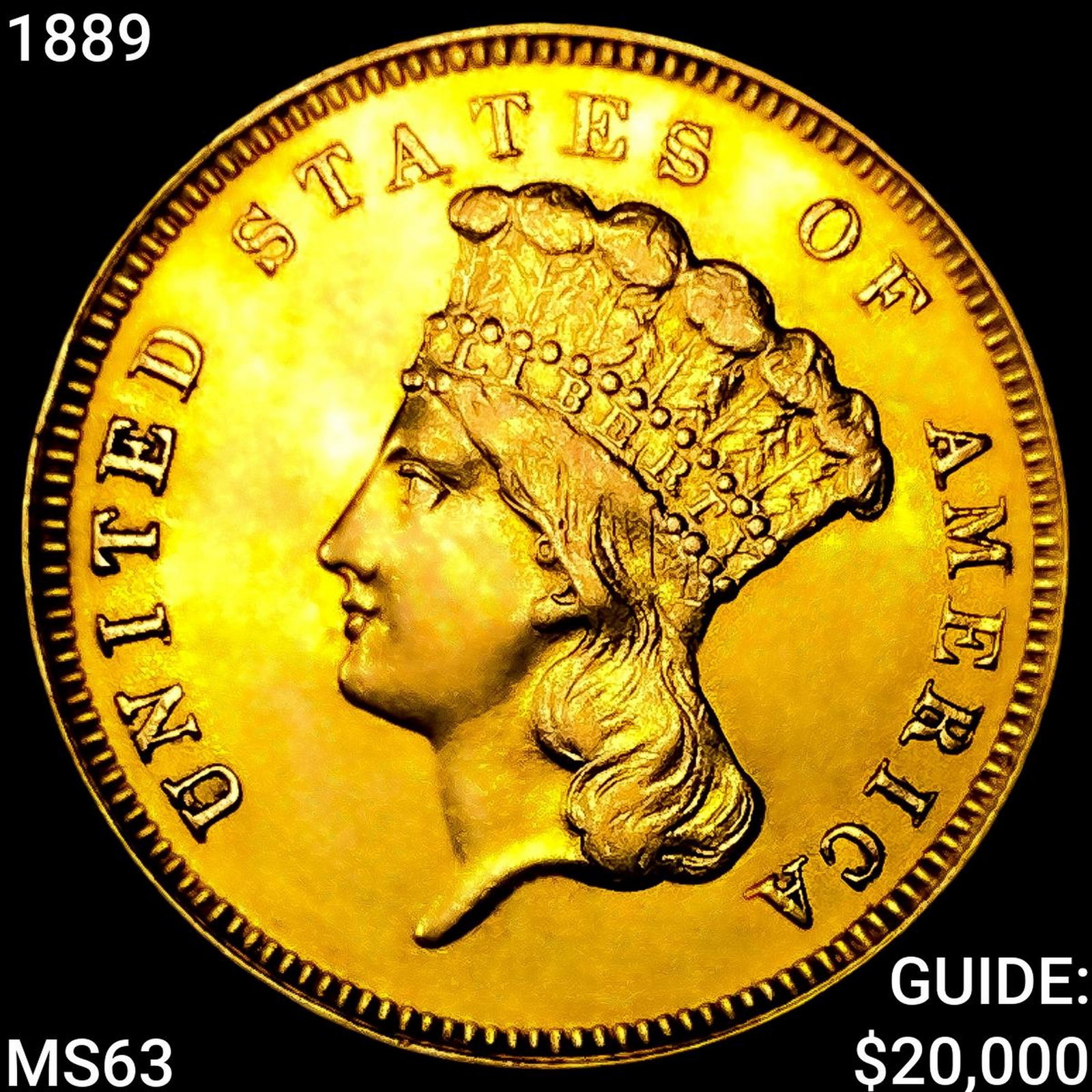 1889 $3 Gold Piece CHOICE BU (1 of 2)