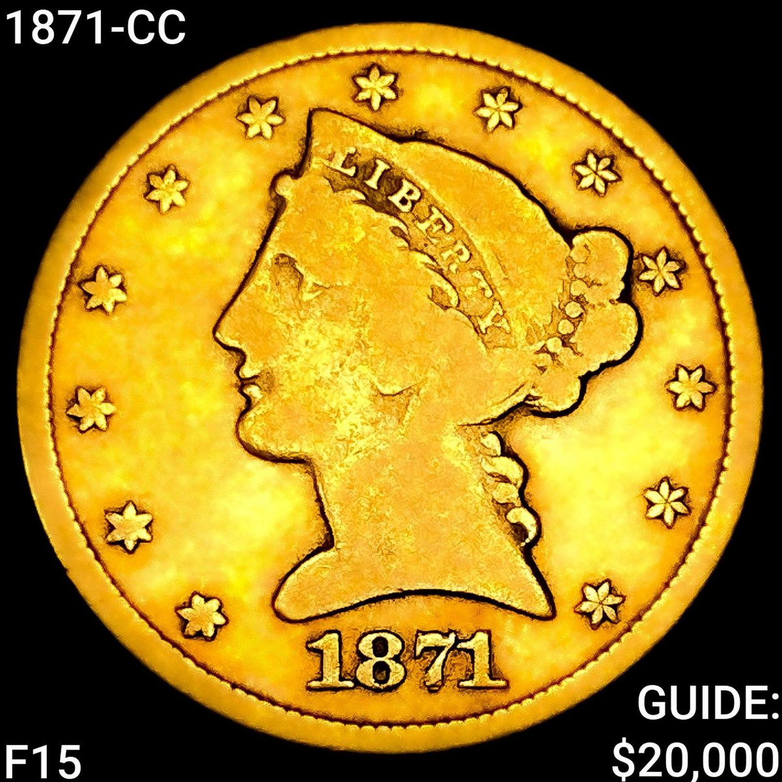 1871-CC $5 Gold Half Eagle NICELY CIRCULATED: 1871-CC $5 Gold Half Eagle NICELY CIRCULATED