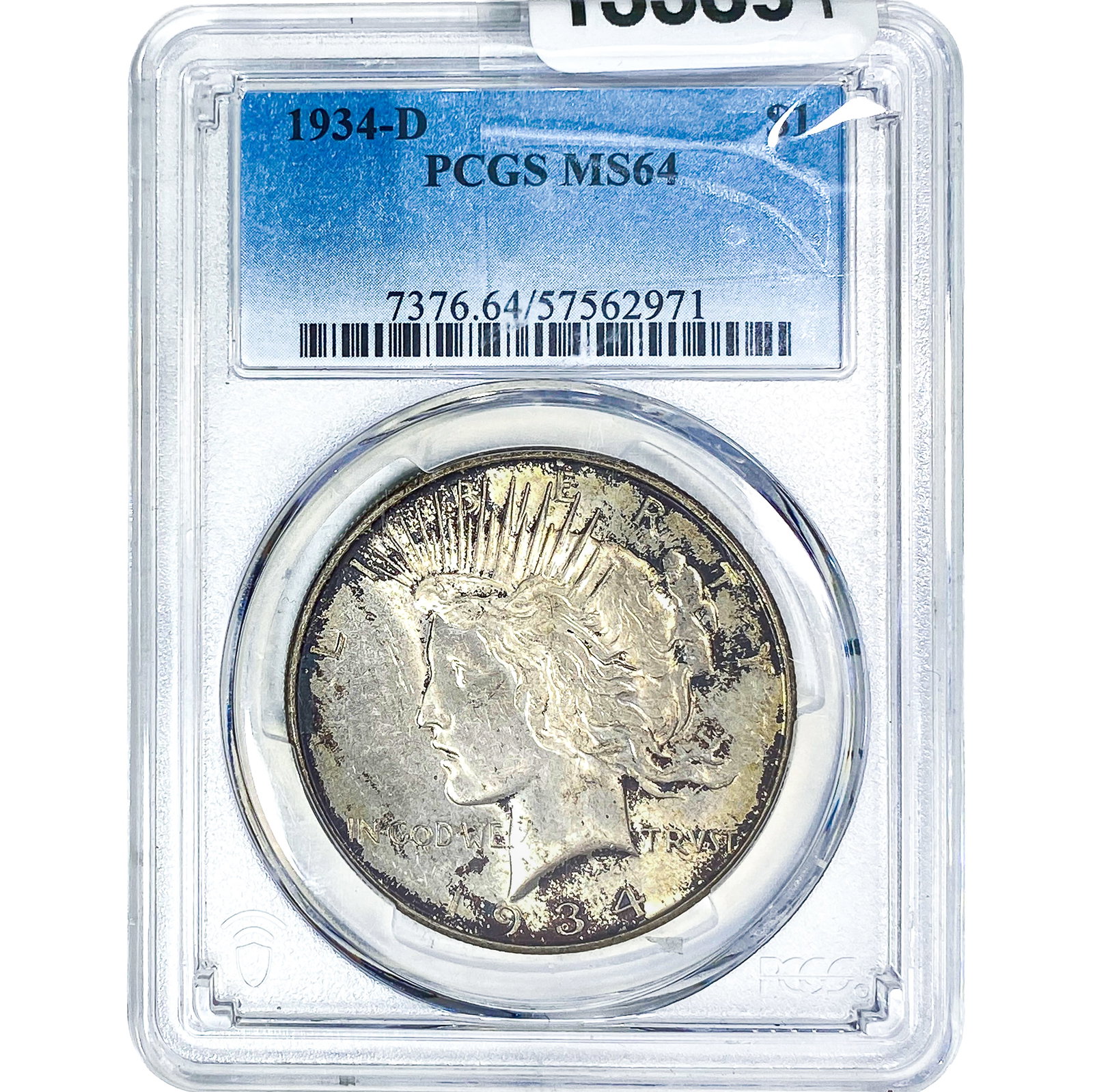 1934-D Silver Peace Dollar PCGS MS64: 1934-D Silver Peace Dollar PCGS MS64