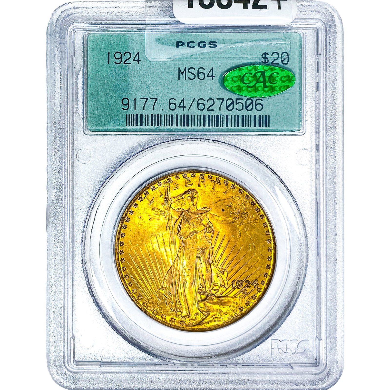 1924 CAC $20 Gold Double Eagle PCGS MS64: 1924 CAC $20 Gold Double Eagle PCGS MS64