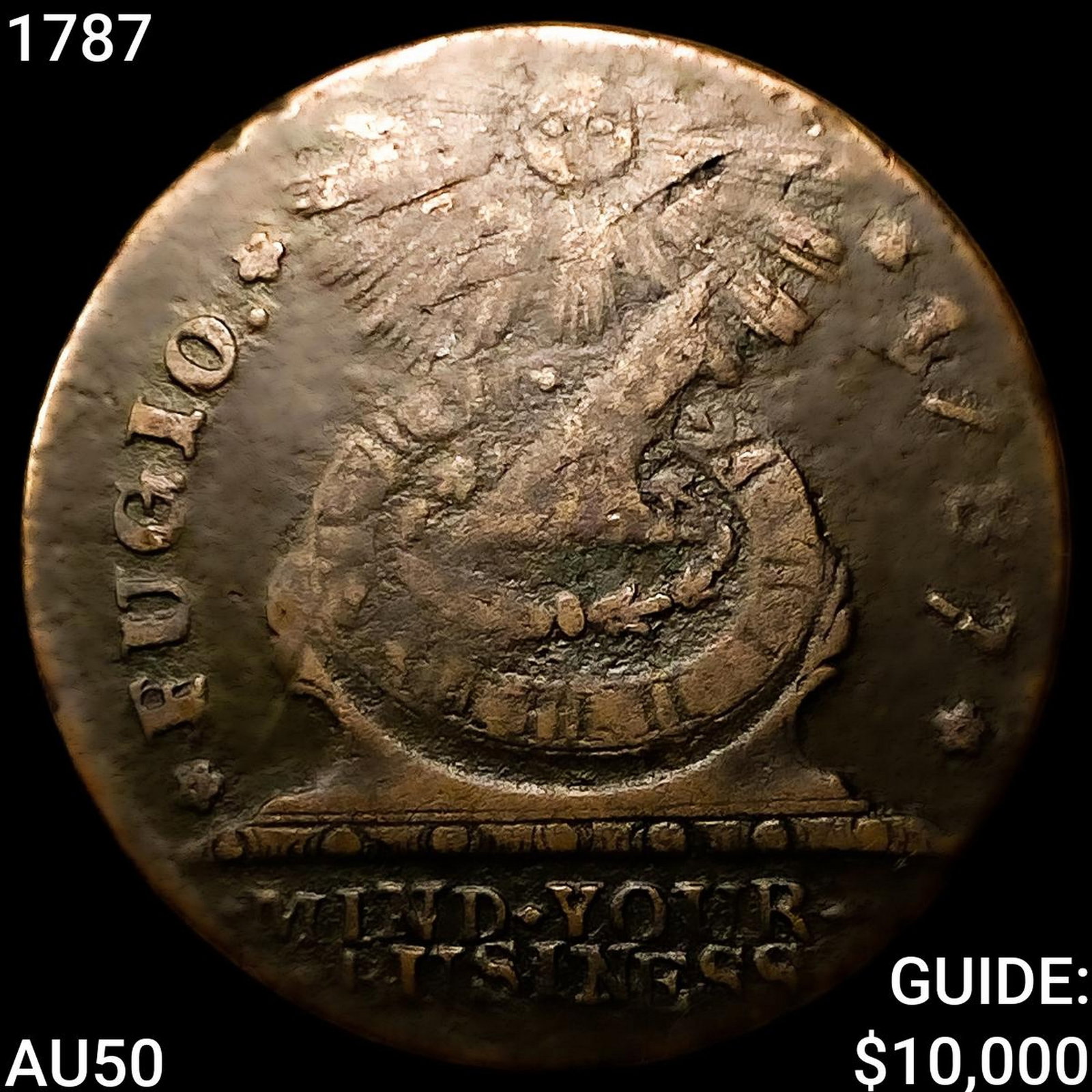 1787 Fugio Cent CLOSELY UNCIRCULATED: 1787 Fugio Cent CLOSELY UNCIRCULATED