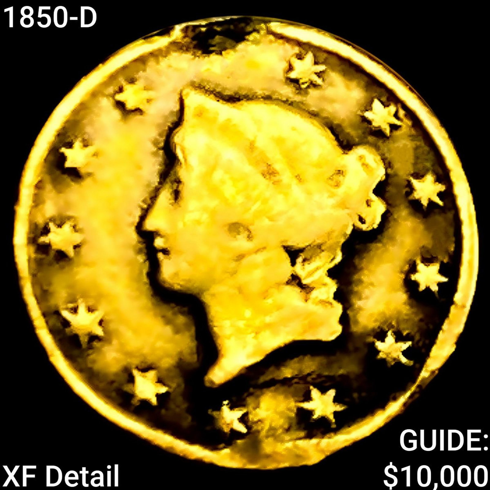 1850-D Rare Gold Dollar NEARLY UNCIRCULATED: 1850-D Rare Gold Dollar NEARLY UNCIRCULATED
