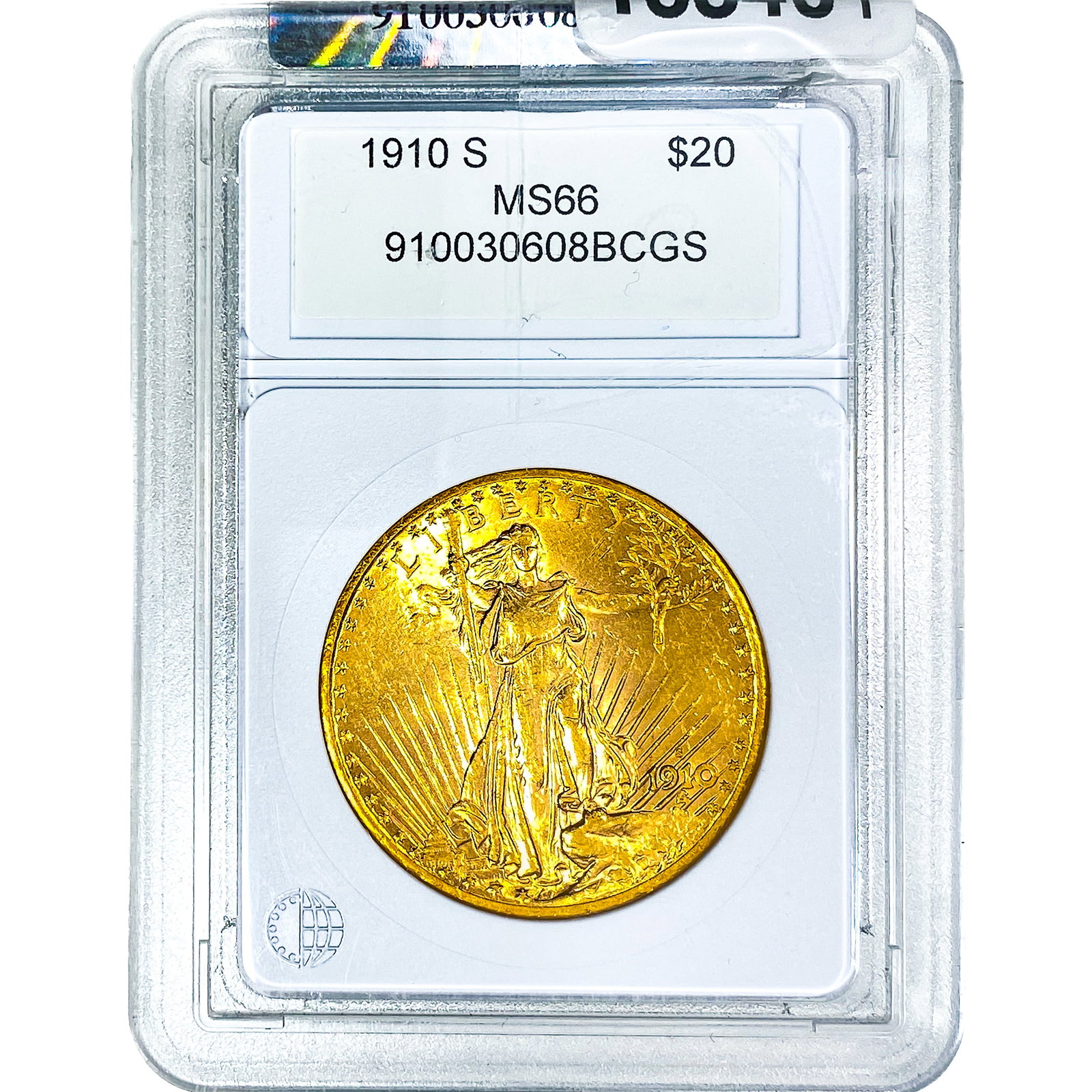 1910-S $20 Gold Double Eagle BCGS MS66: 1910-S $20 Gold Double Eagle BCGS MS66