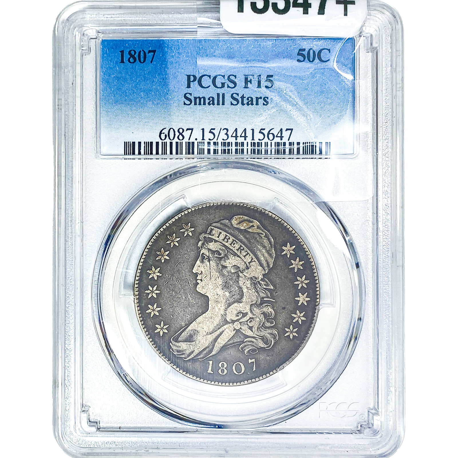1807 Draped Bust Half Dollar PCGS F15 Small Stars: 1807 Draped Bust Half Dollar PCGS F15 Small Stars