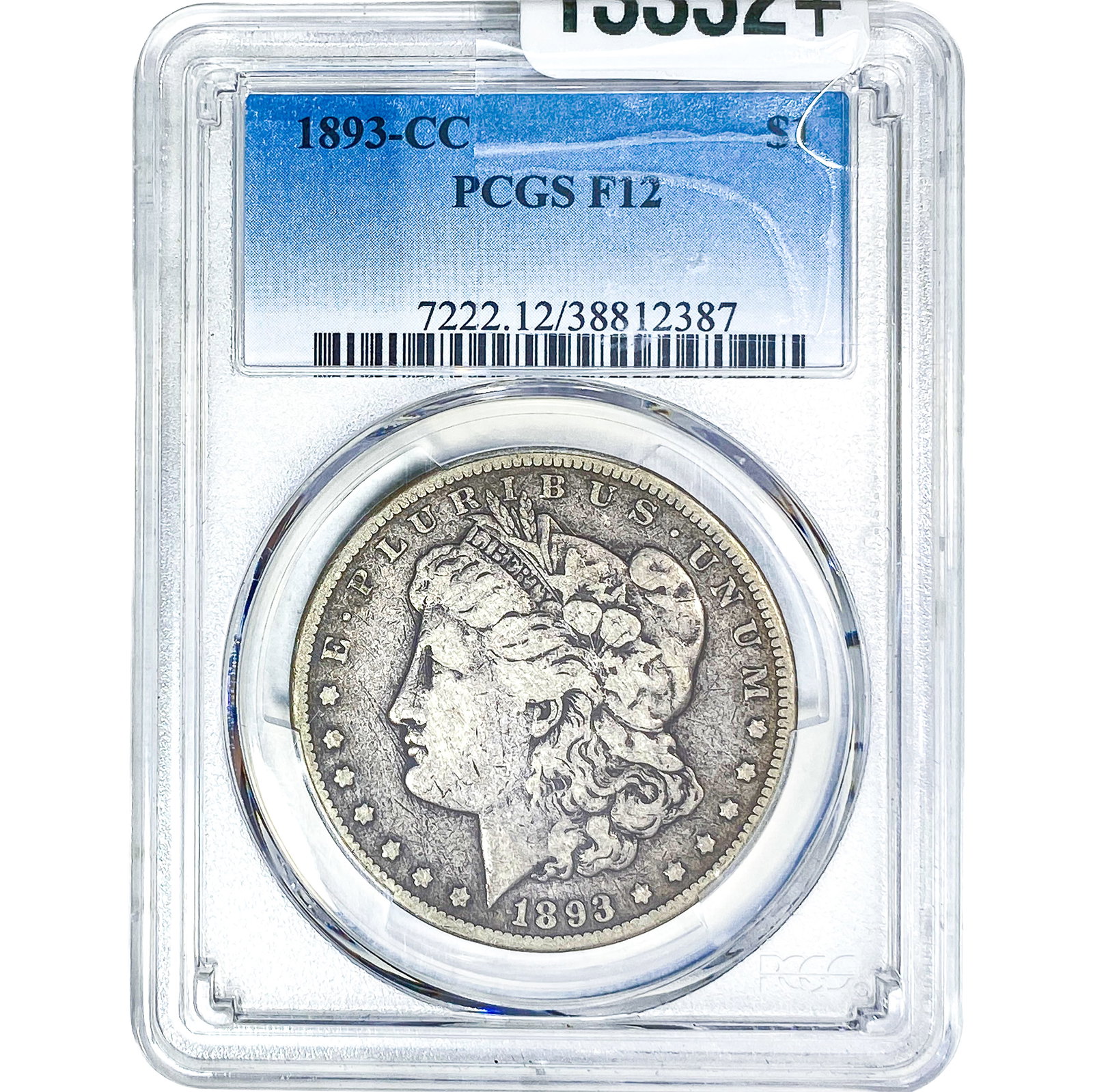 1893-CC Morgan Silver Dollar PCGS F12: 1893-CC Morgan Silver Dollar PCGS F12