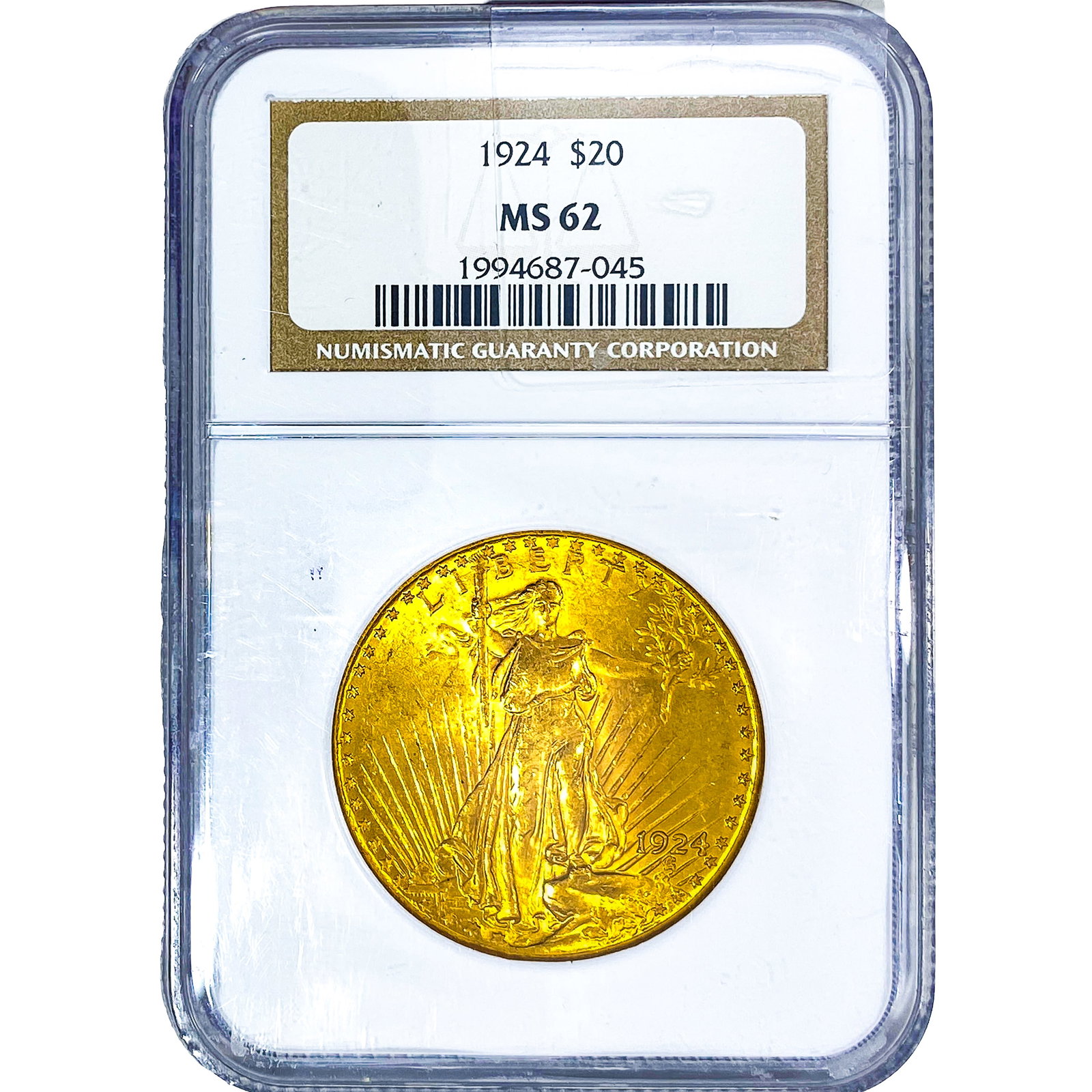 1924 $20 Gold Double Eagle NGC MS62: 1924 $20 Gold Double Eagle NGC MS62