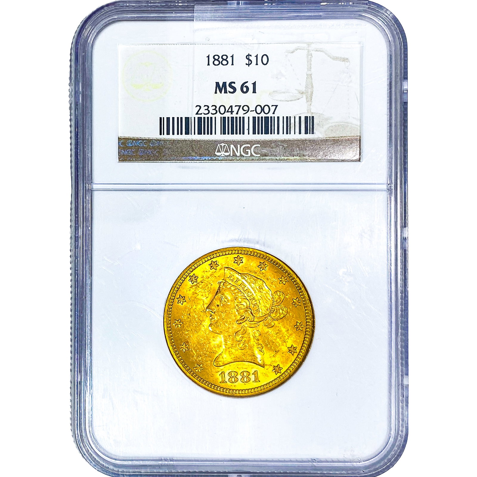 1881 $10 Gold Eagle NGC MS61: 1881 $10 Gold Eagle NGC MS61