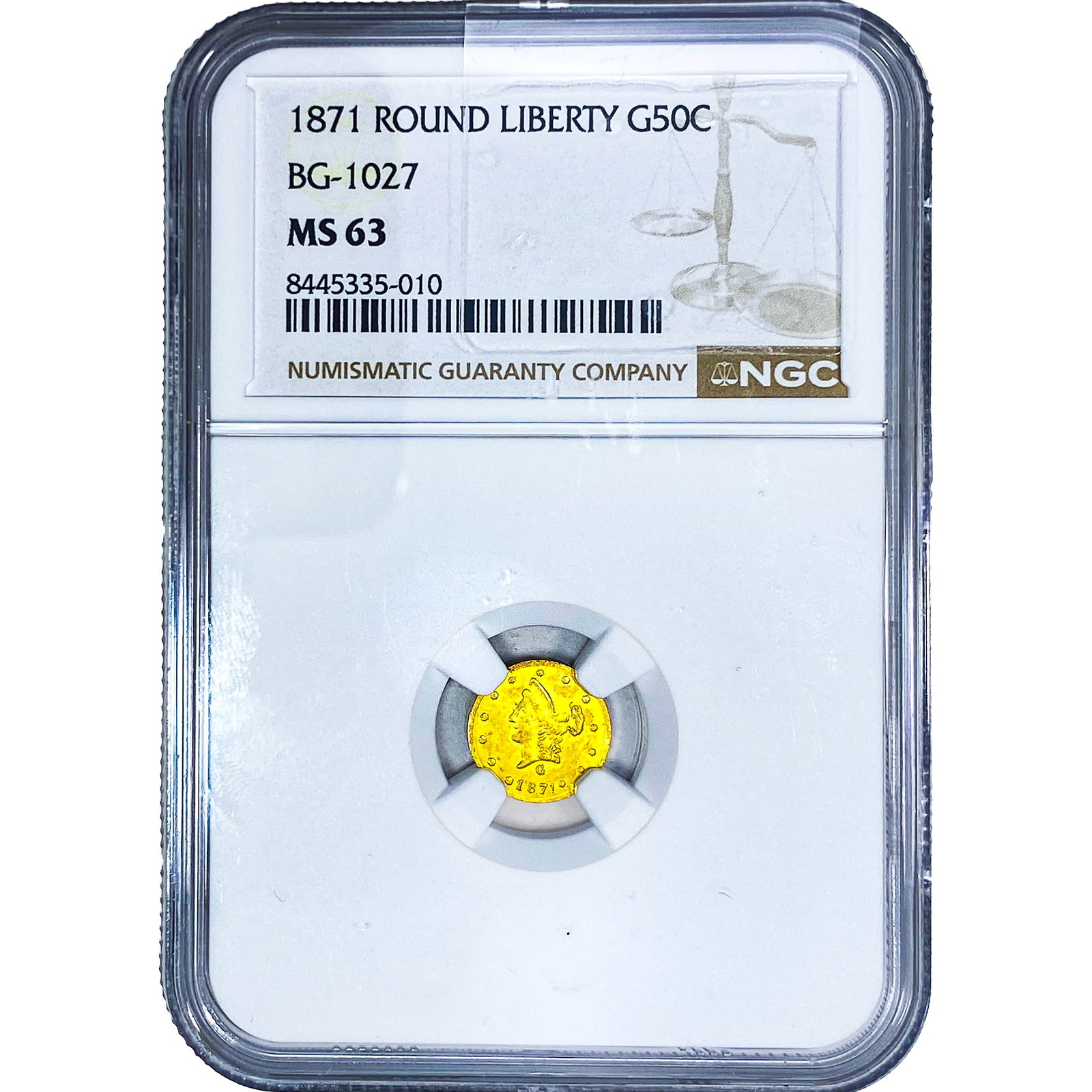 1871 Round California Gold Half Dollar NGC MS63 BG-1027 (1 of 4)