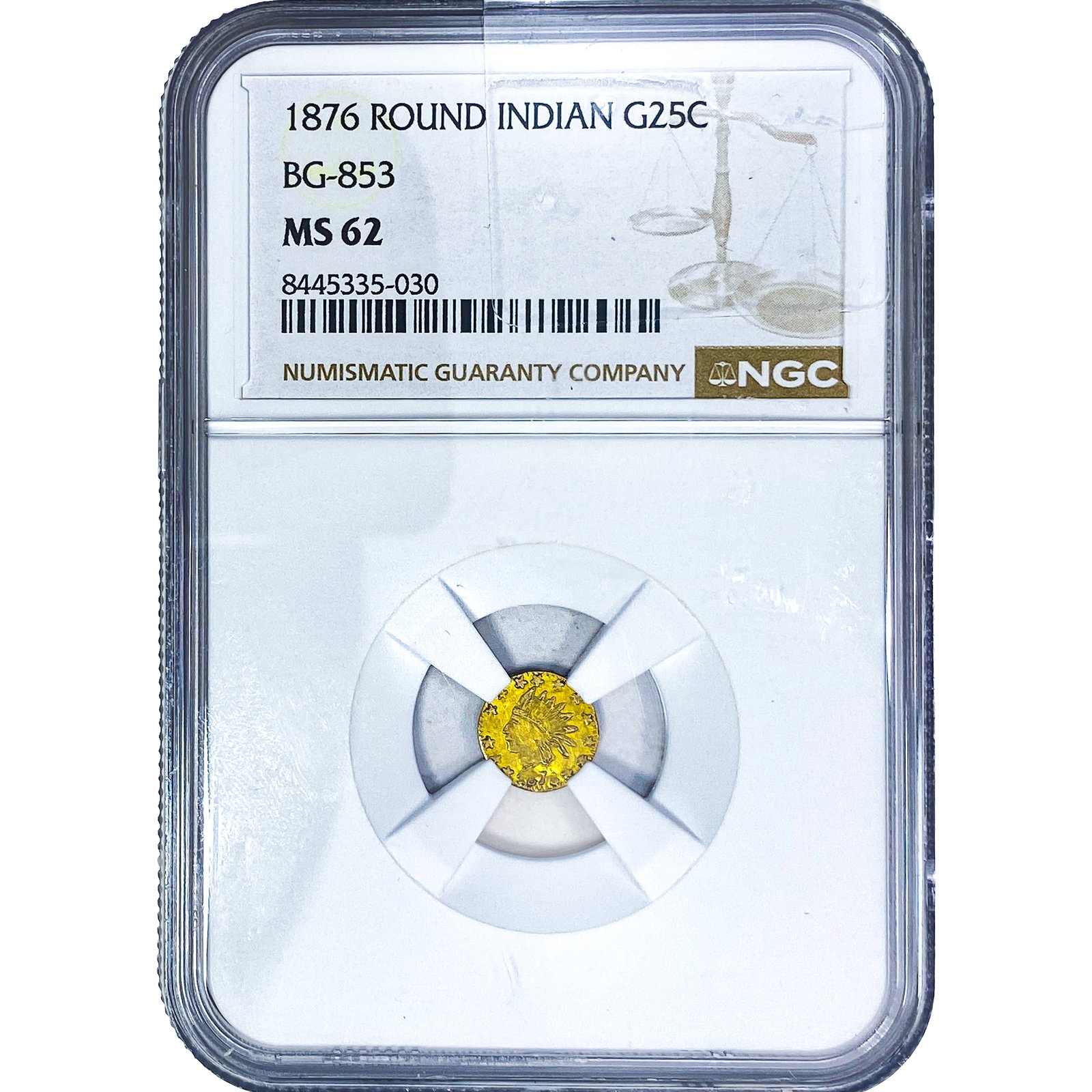 1876 Round California Gold Quarter NGC MS62 BG-853 (1 of 4)