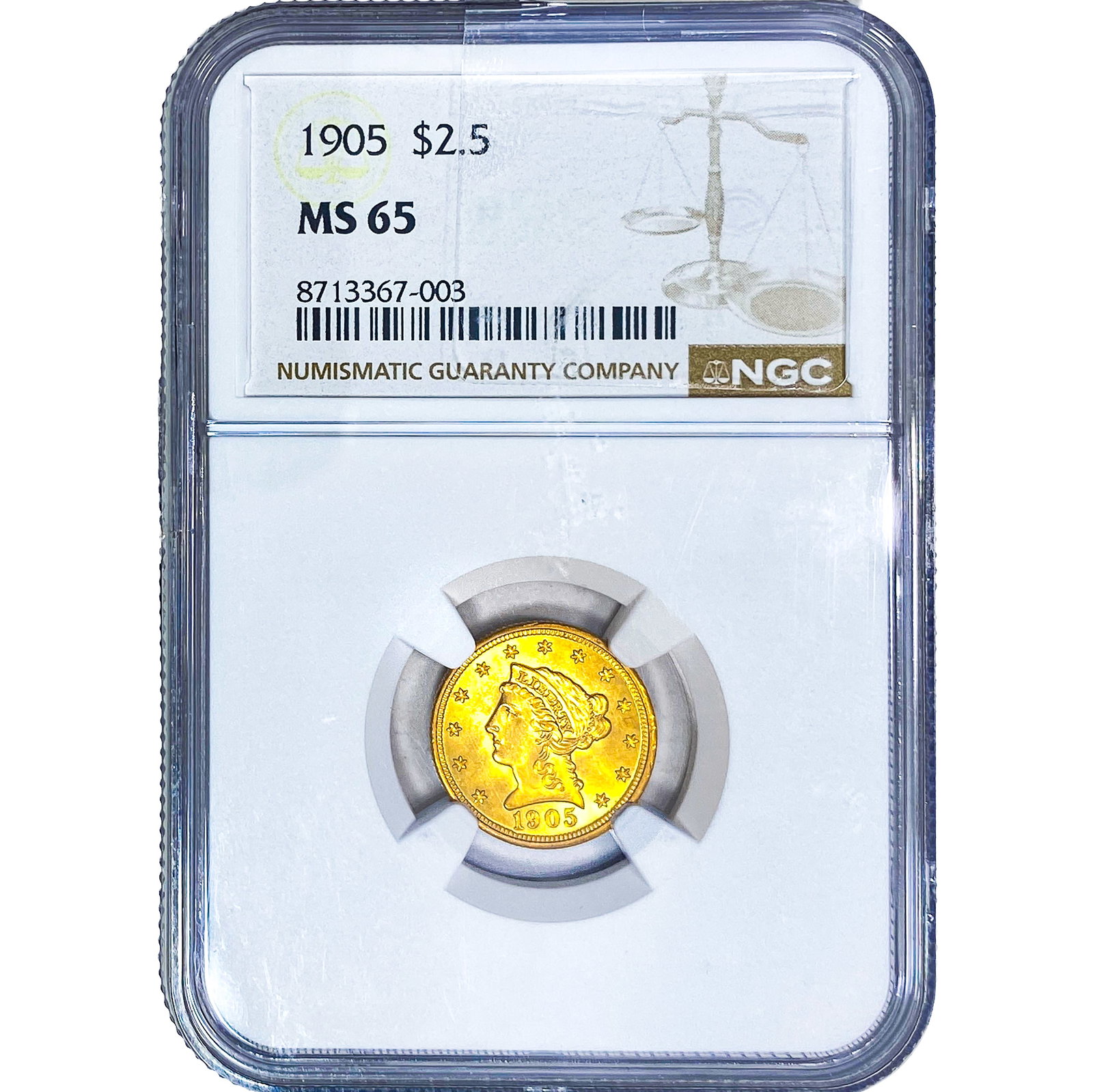 1905 $2.50 Gold Quarter Eagle NGC MS65: 1905 $2.50 Gold Quarter Eagle NGC MS65
