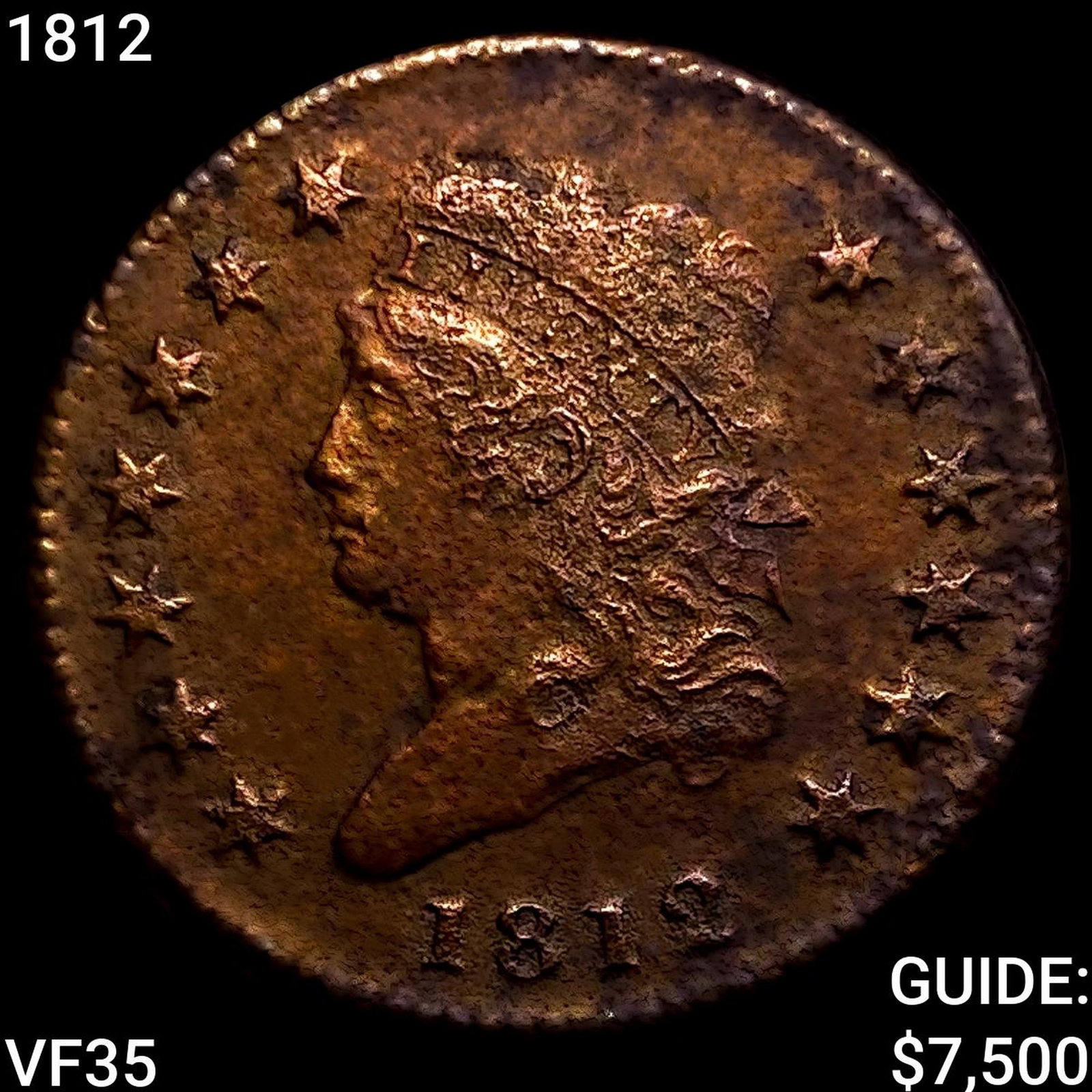 1812 Classic Head Large Cent ABOUT UNCIRCULATED: 1812 Classic Head Large Cent ABOUT UNCIRCULATED