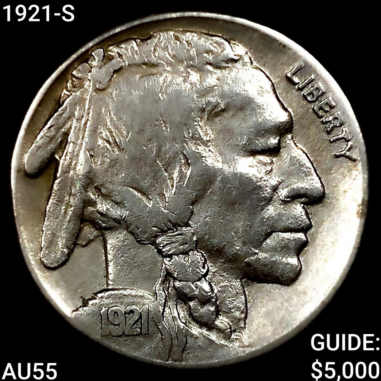 1921-S Buffalo Nickel HIGH GRADE: 1921-S Buffalo Nickel HIGH GRADE