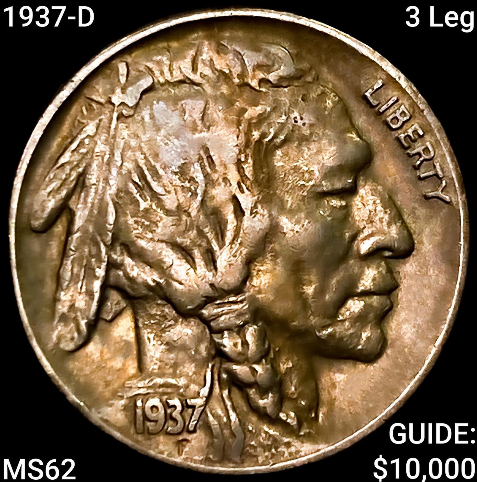 1937-D 3 Leg Buffalo Nickel UNCIRCULATED (1 of 2)