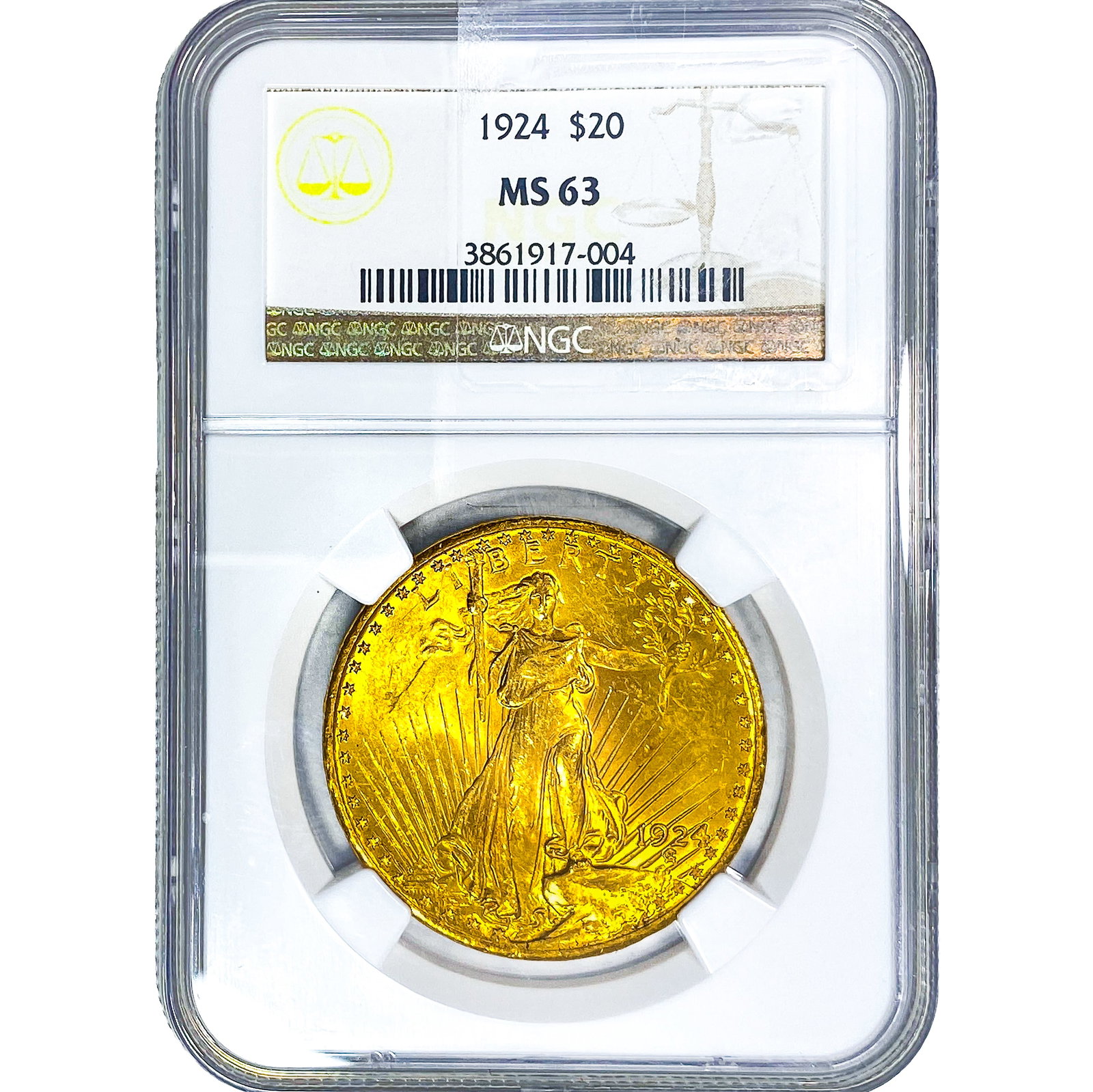 1924 $20 Gold Double Eagle NGC MS63: 1924 $20 Gold Double Eagle NGC MS63