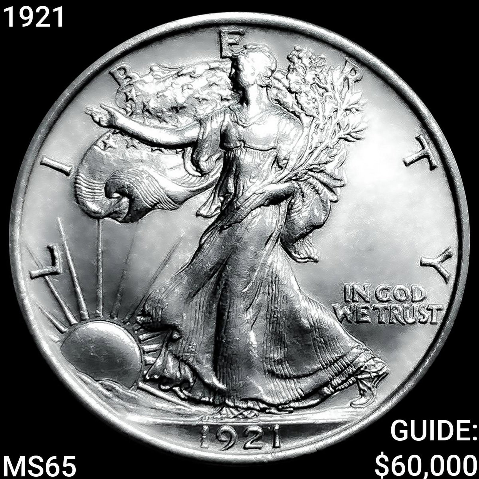 1921 Walking Liberty Half Dollar GEM BU: 1921 Walking Liberty Half Dollar GEM BU