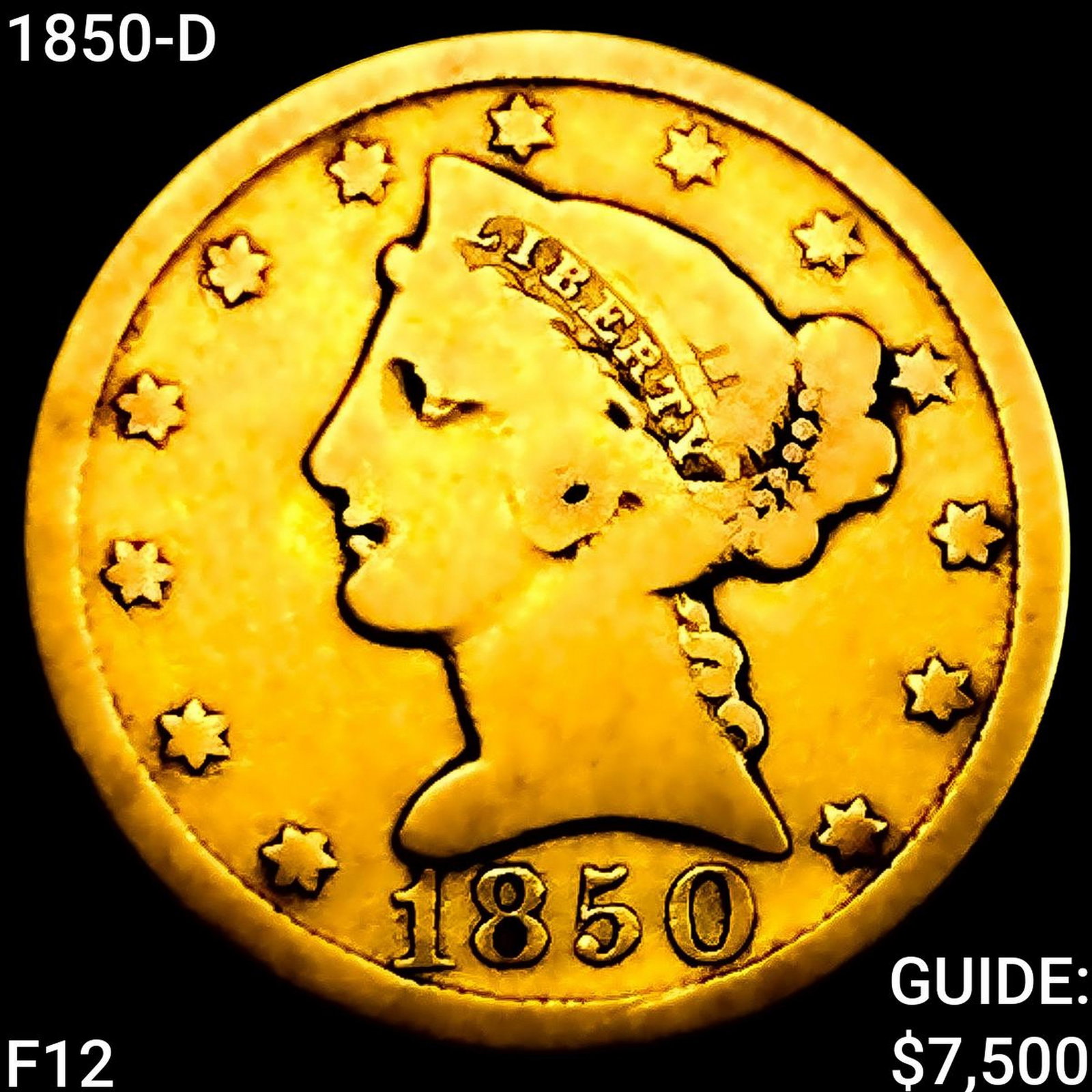 1850-D $5 Gold Half Eagle NICELY CIRCULATED: 1850-D $5 Gold Half Eagle NICELY CIRCULATED