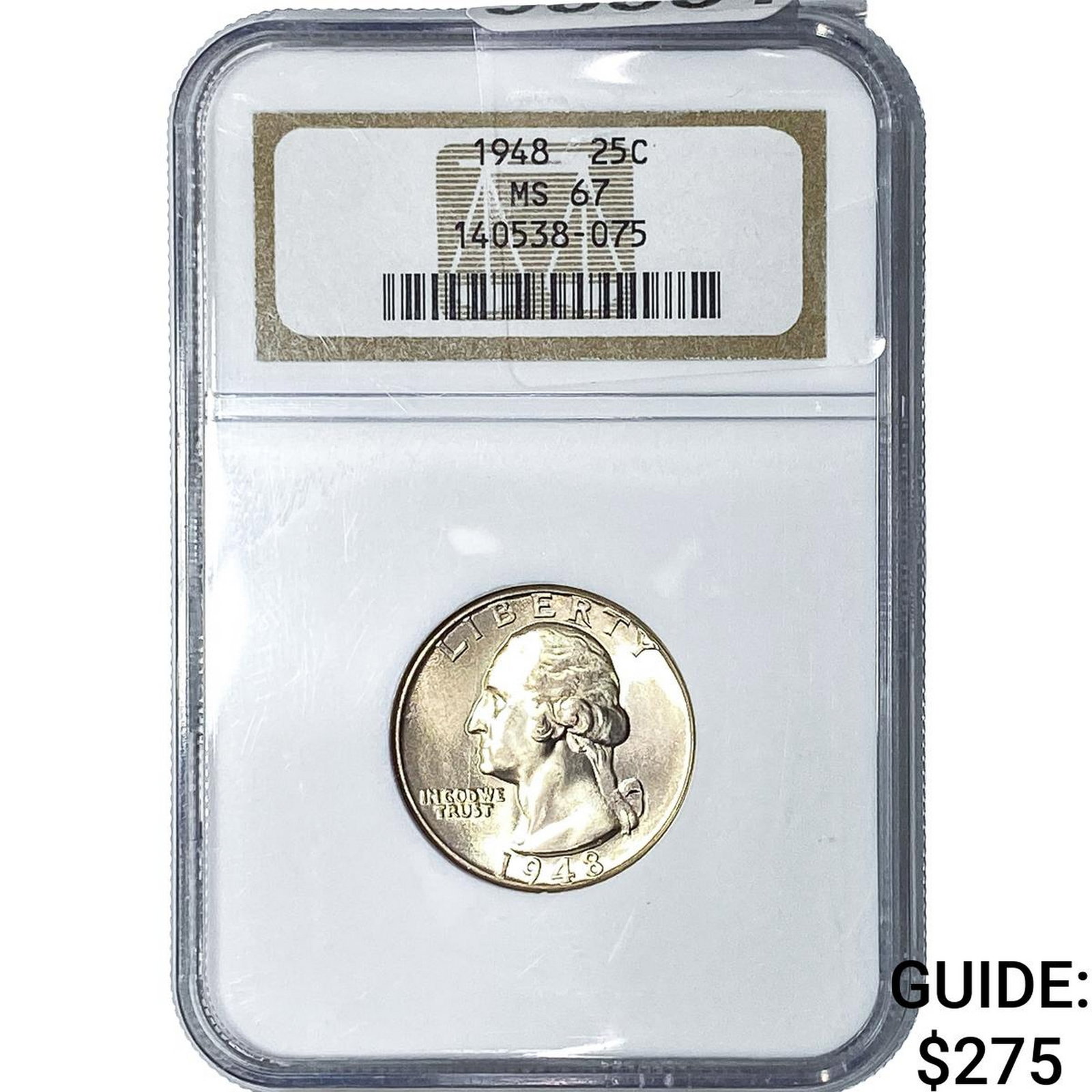 1948 Washington Silver Quarter NGC MS67: 1948 Washington Silver Quarter NGC MS67