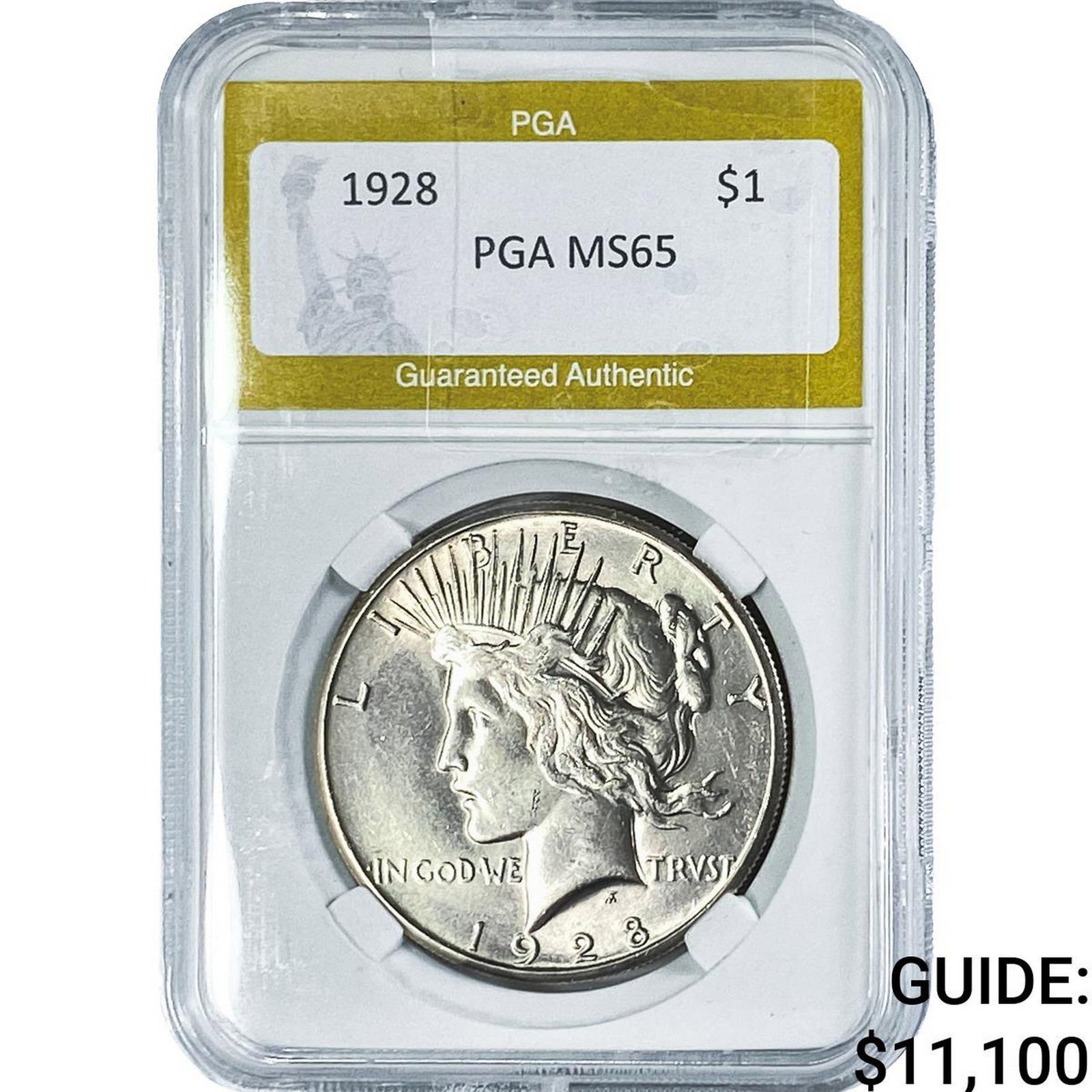 1928 Silver Peace Dollar PGA MS65: 1928 Silver Peace Dollar PGA MS65
