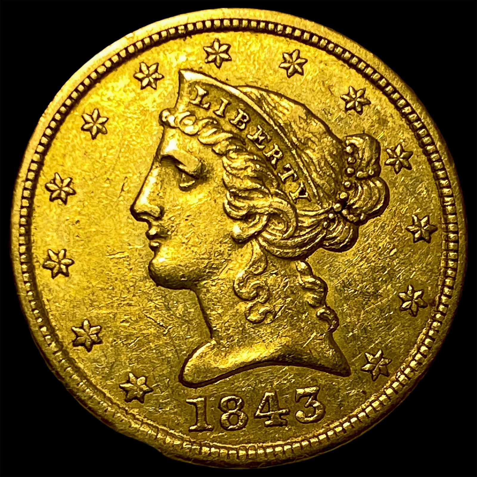 1843 $5 Gold Half Eagle (1 of 2)