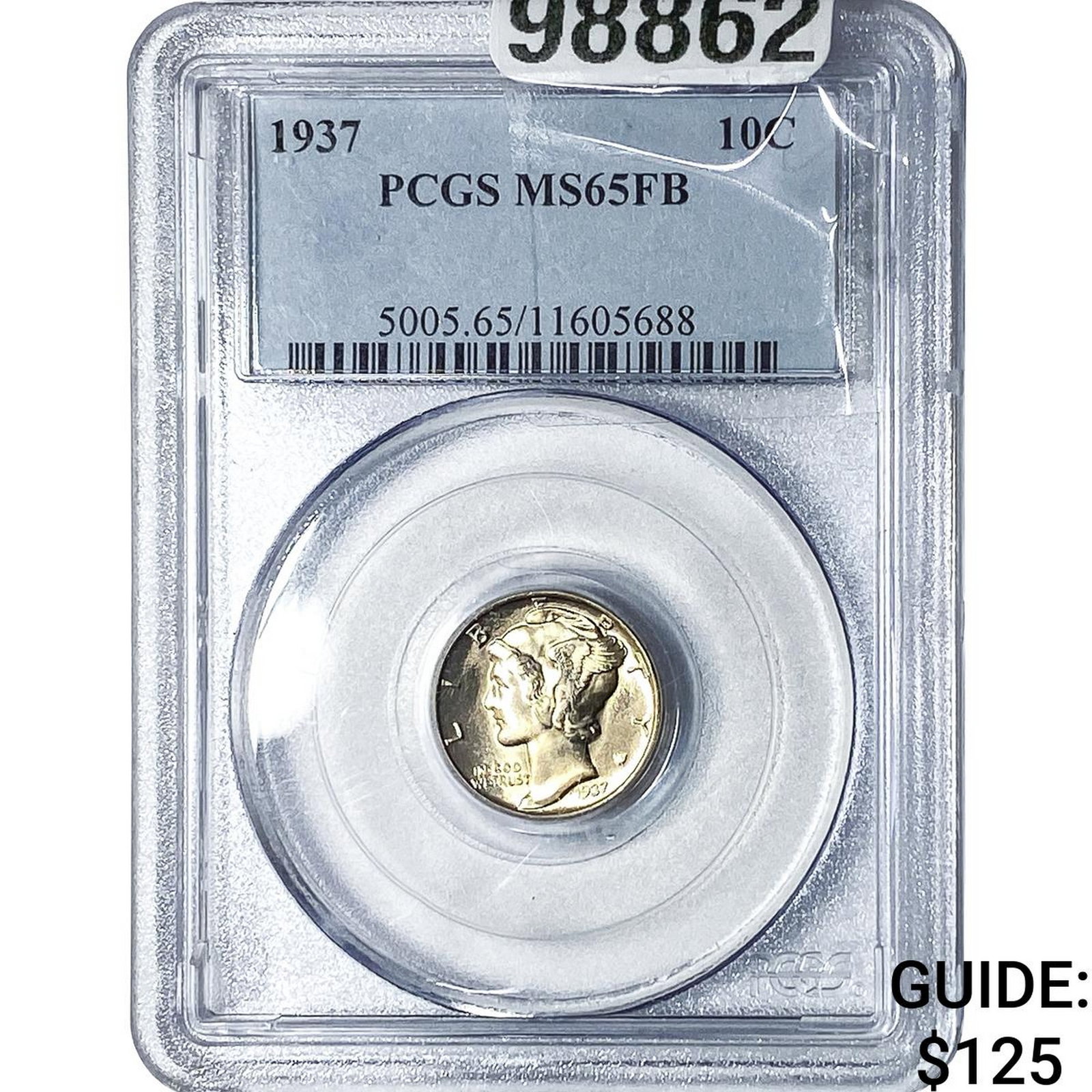 1937 Mercury Silver Dime PCGS MS65 FSB: 1937 Mercury Silver Dime PCGS MS65 FSB
