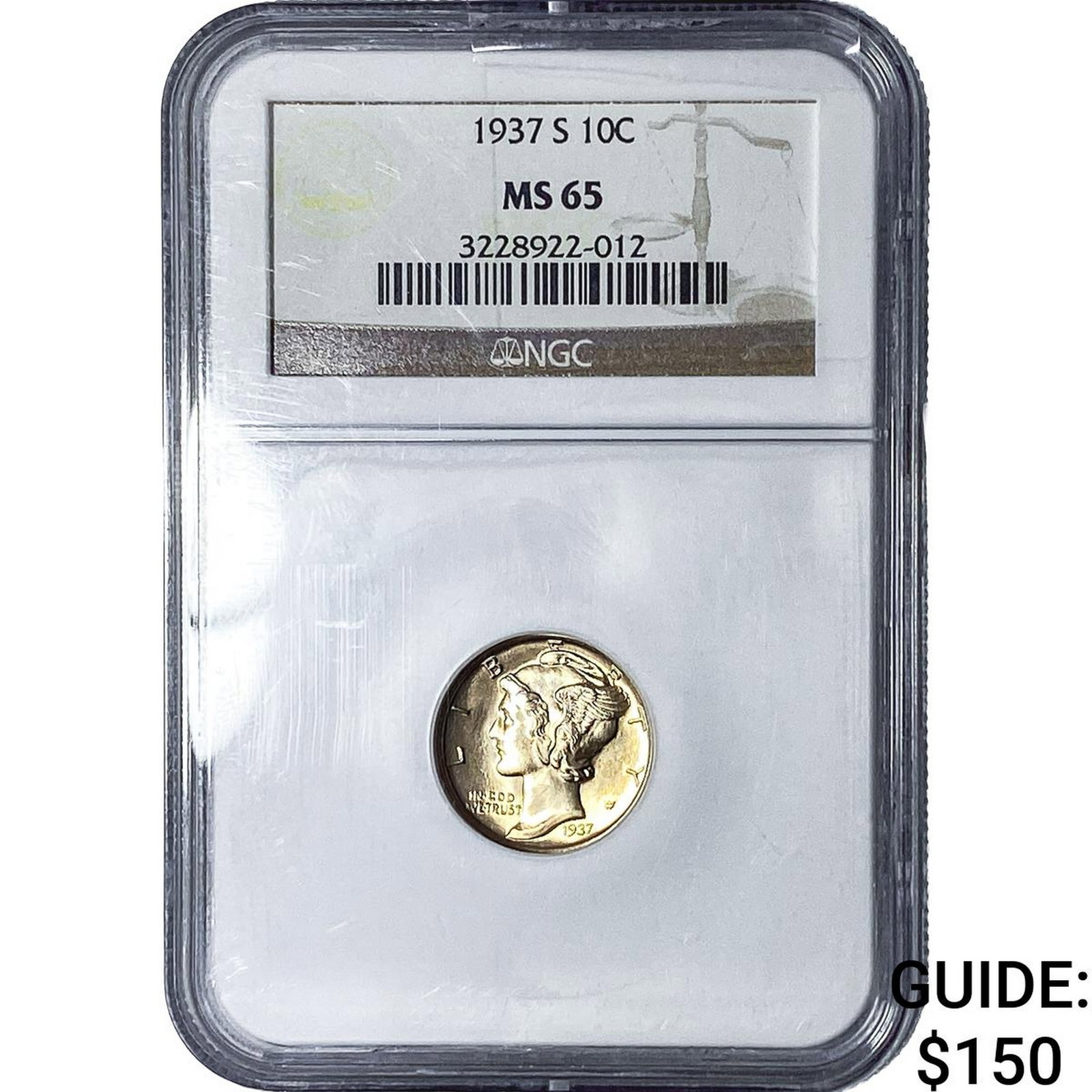 1937-S Mercury Silver Dime NGC MS65: 1937-S Mercury Silver Dime NGC MS65